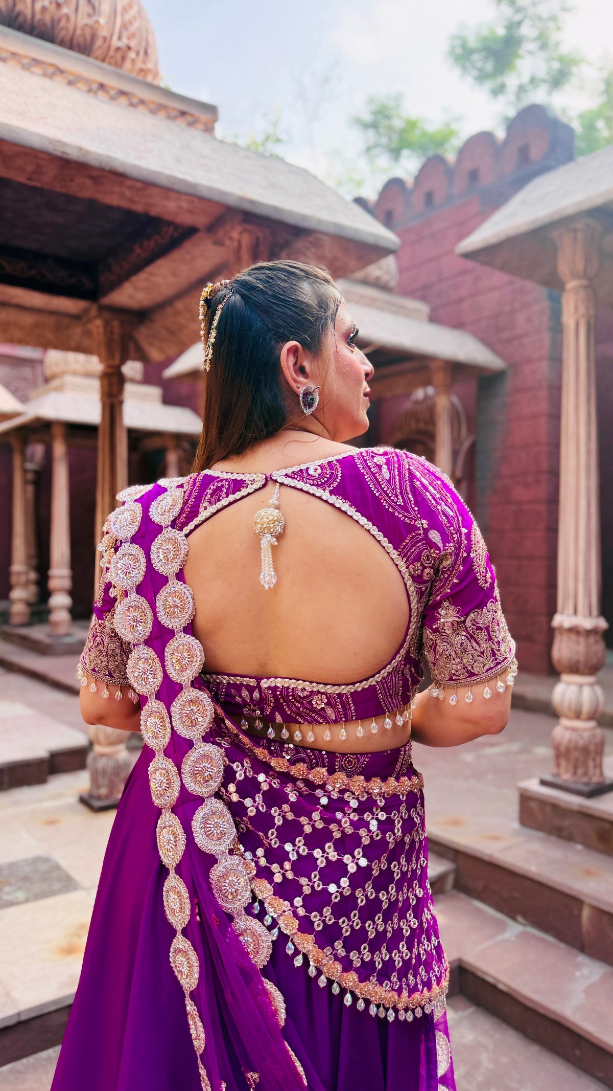 Violet Cut Dana Drape Lehenga Saree