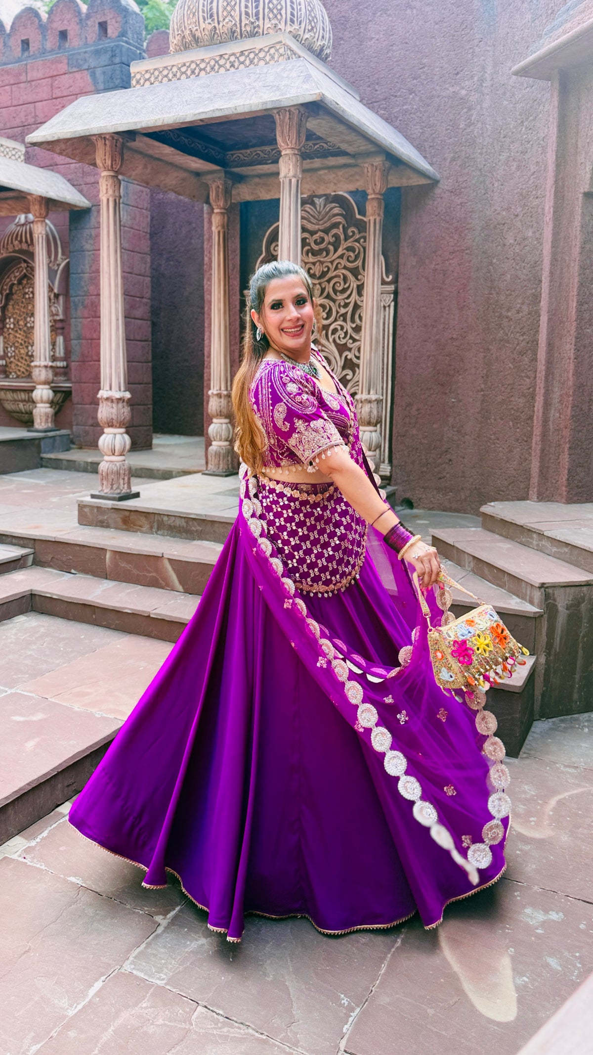 Violet Cut Dana Drape Lehenga Saree