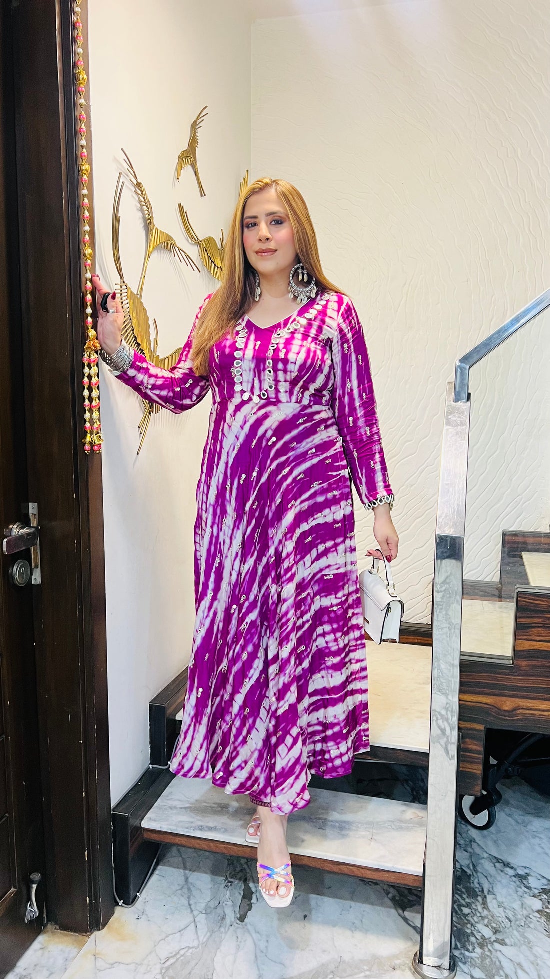 Violet Shibori Suit With FREE Bag