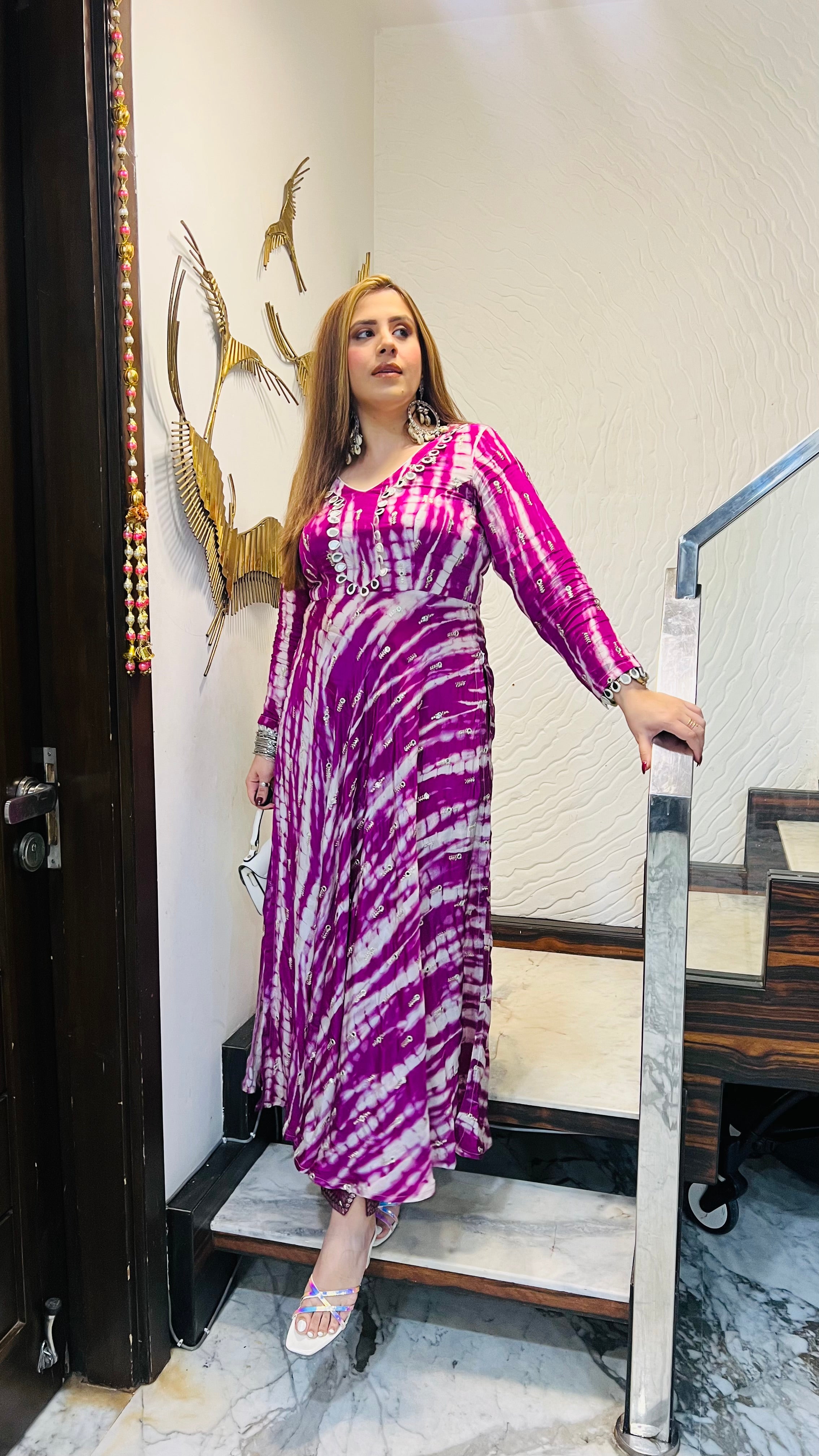 Violet Shibori Suit With FREE Bag