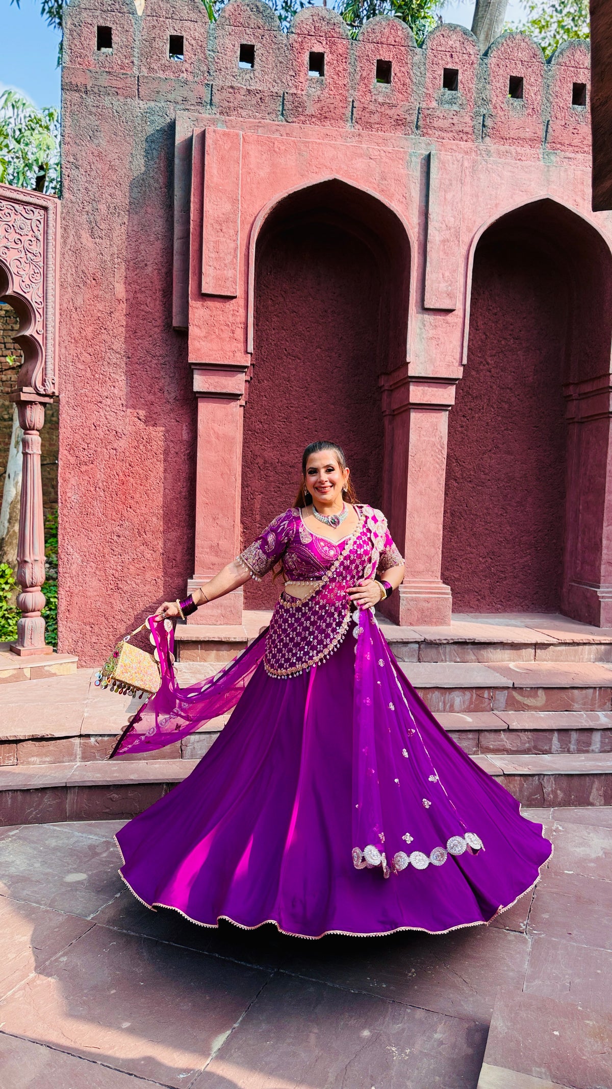 Violet Cut Dana Drape Lehenga Saree