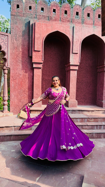 Violet Cut Dana Drape Lehenga Saree