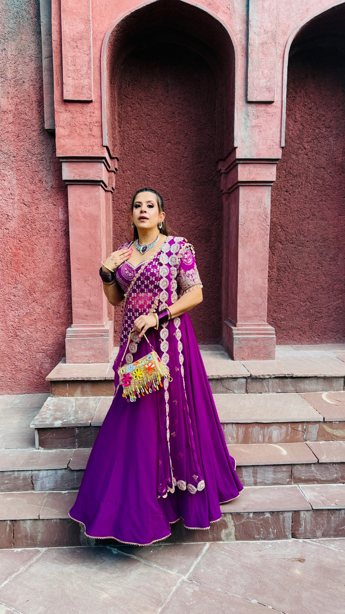 Violet Cut Dana Drape Lehenga Saree
