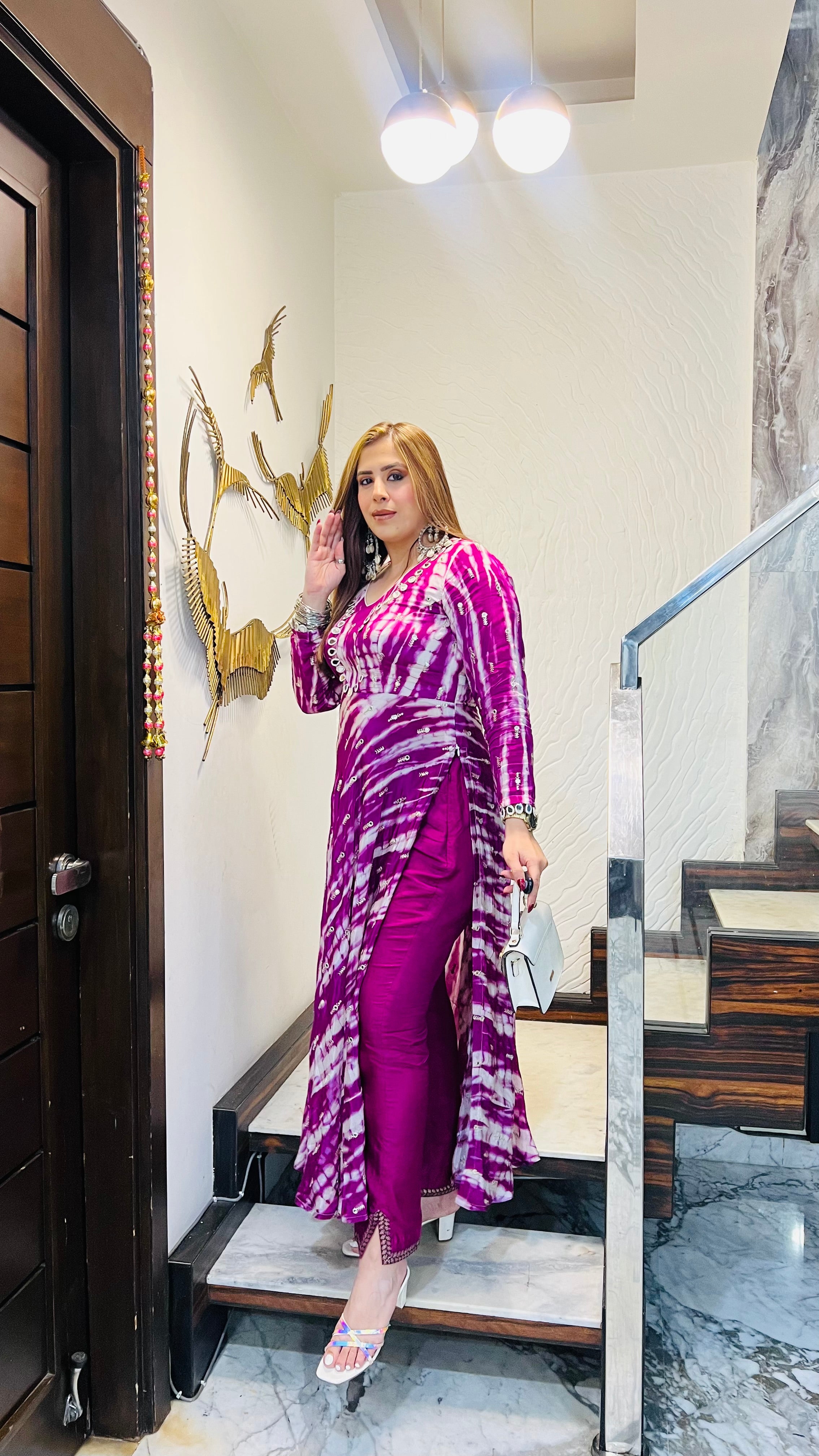 Violet Shibori Suit With FREE Bag