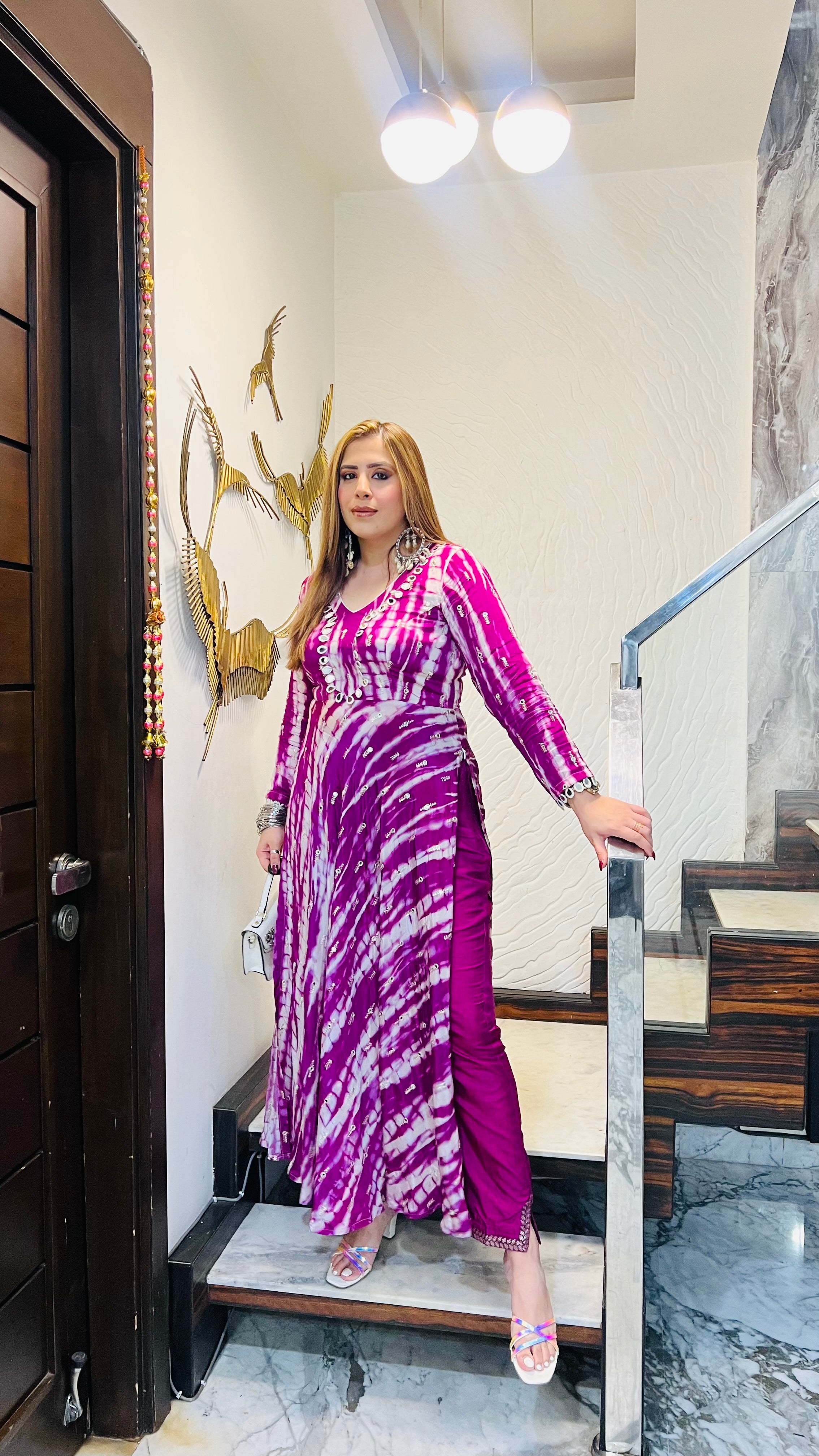 Violet Shibori Suit With FREE Bag