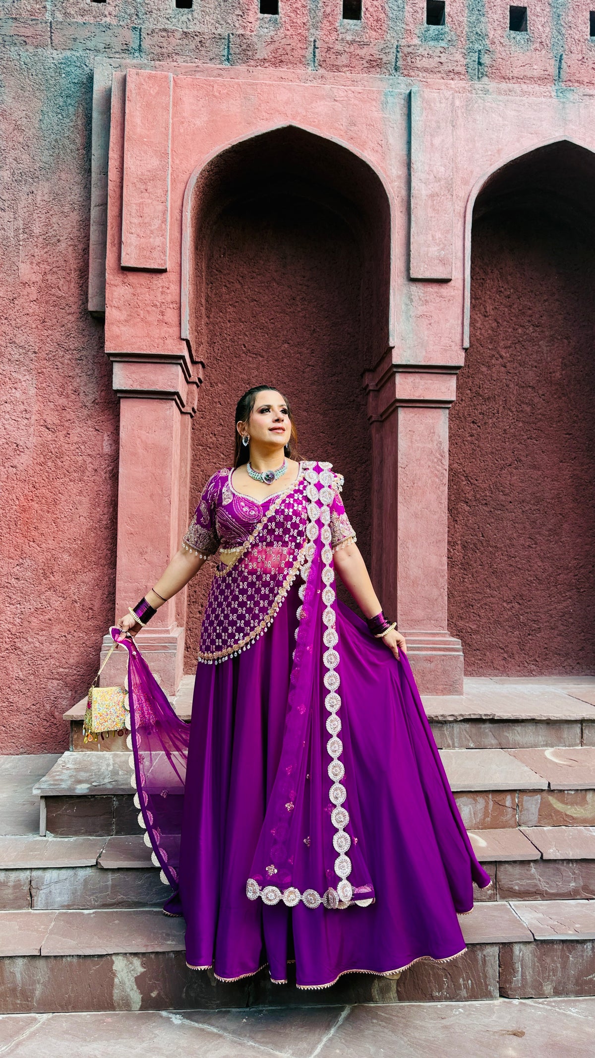 Violet Cut Dana Drape Lehenga Saree