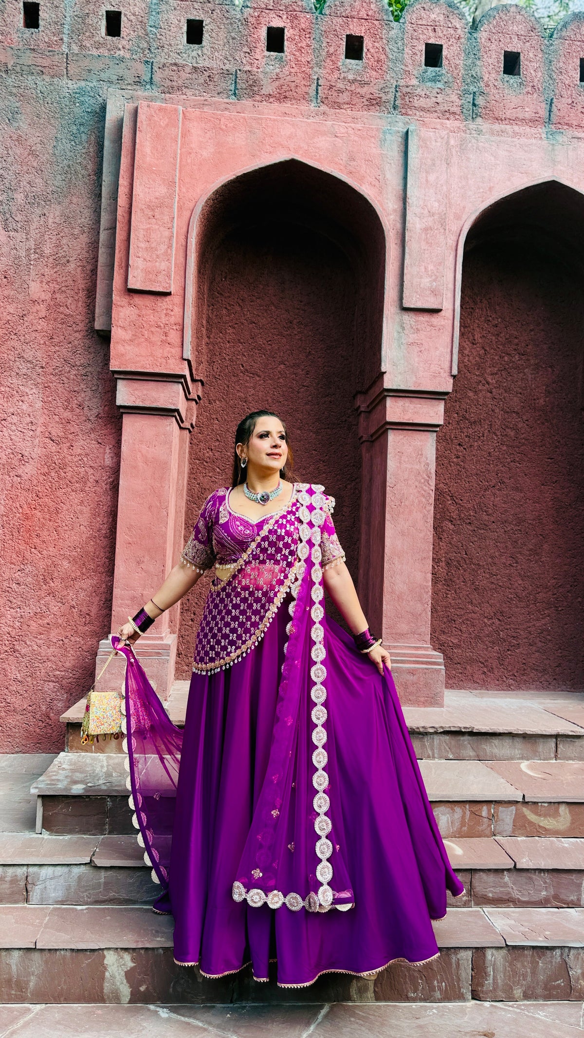 Violet Cut Dana Drape Lehenga Saree