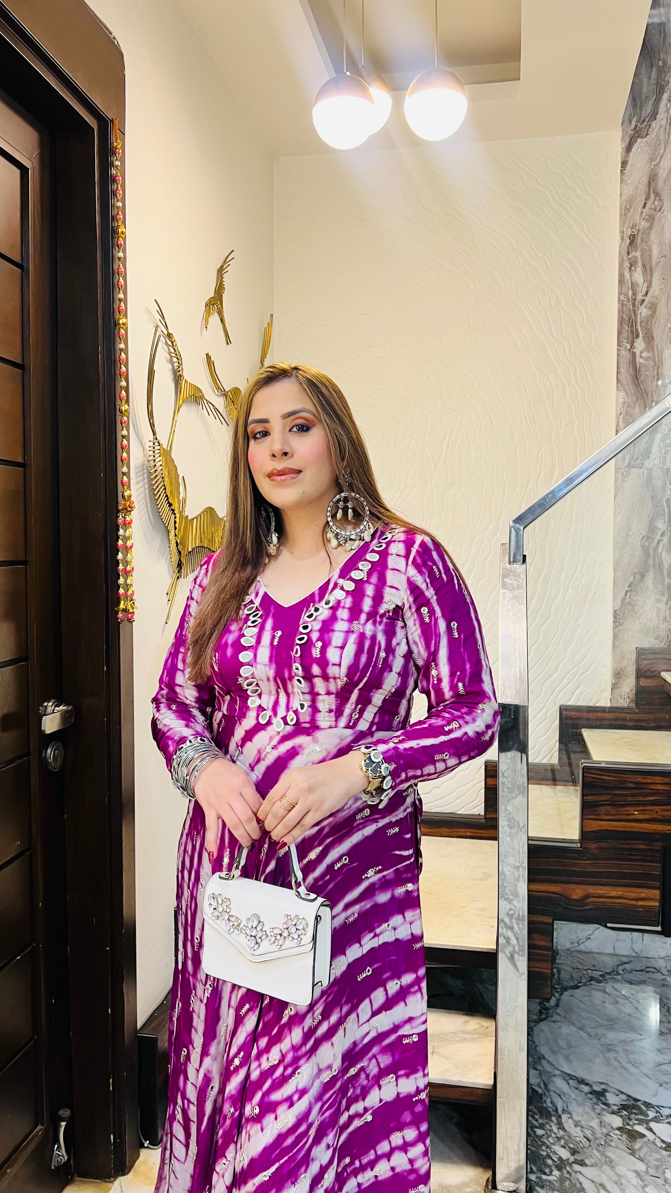 Violet Shibori Suit With FREE Bag