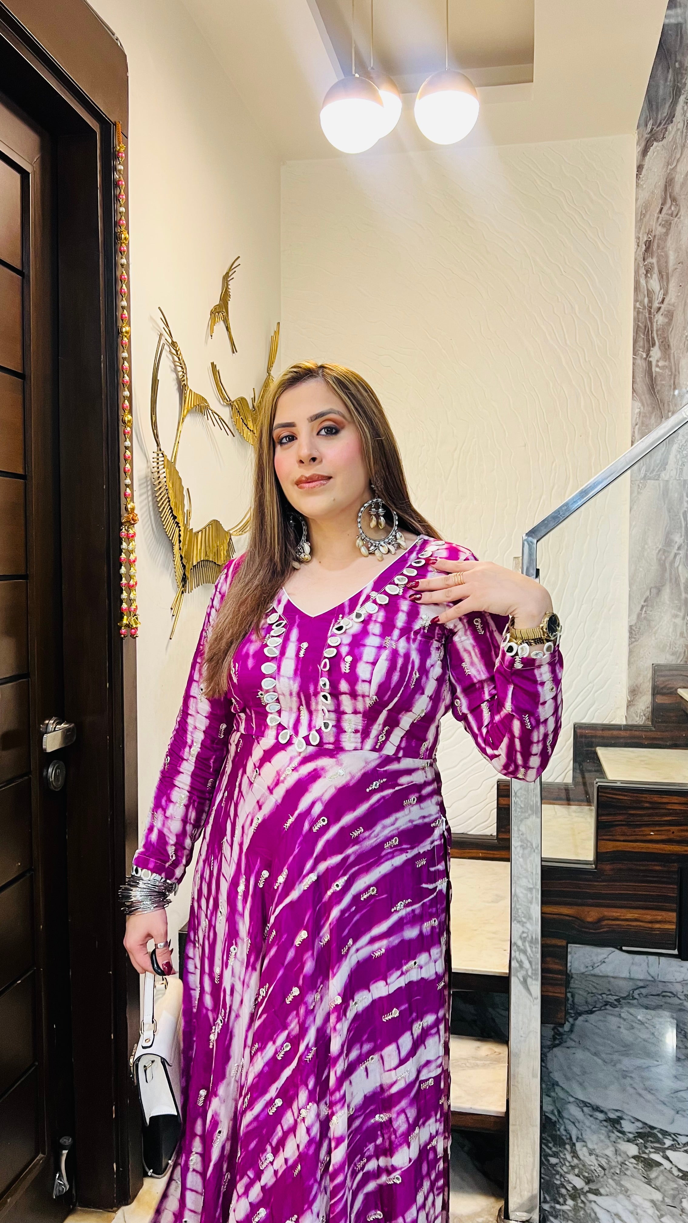 Violet Shibori Suit With FREE Bag