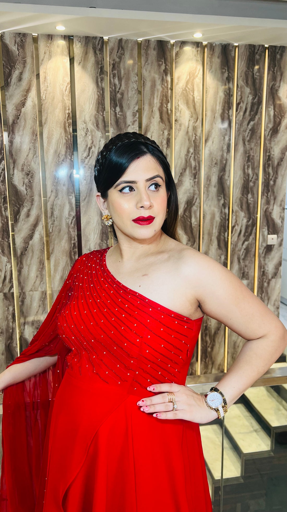 Red Sizzling Embroidered Gown