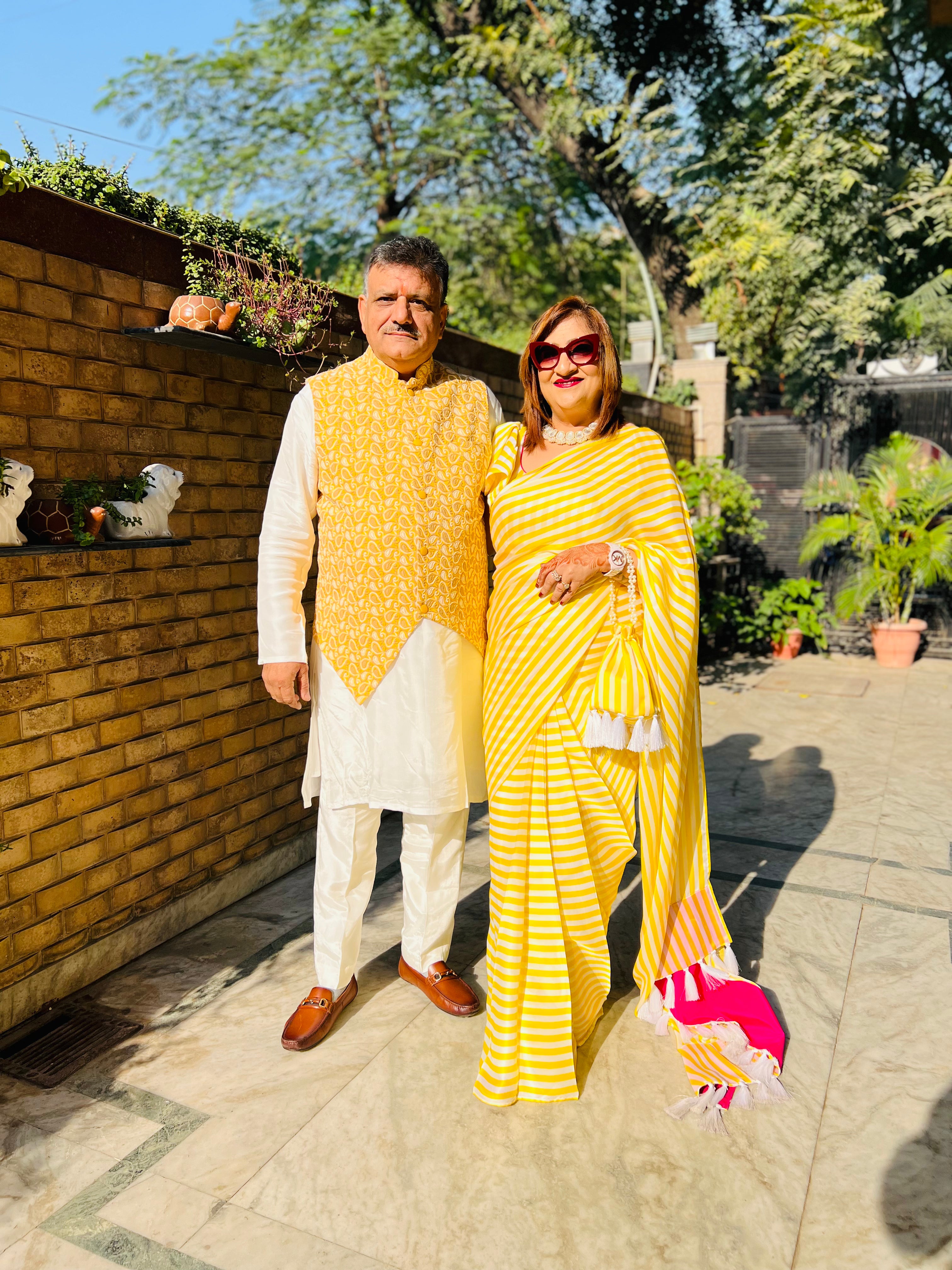 Yellow Stripes 1 Minute Saree