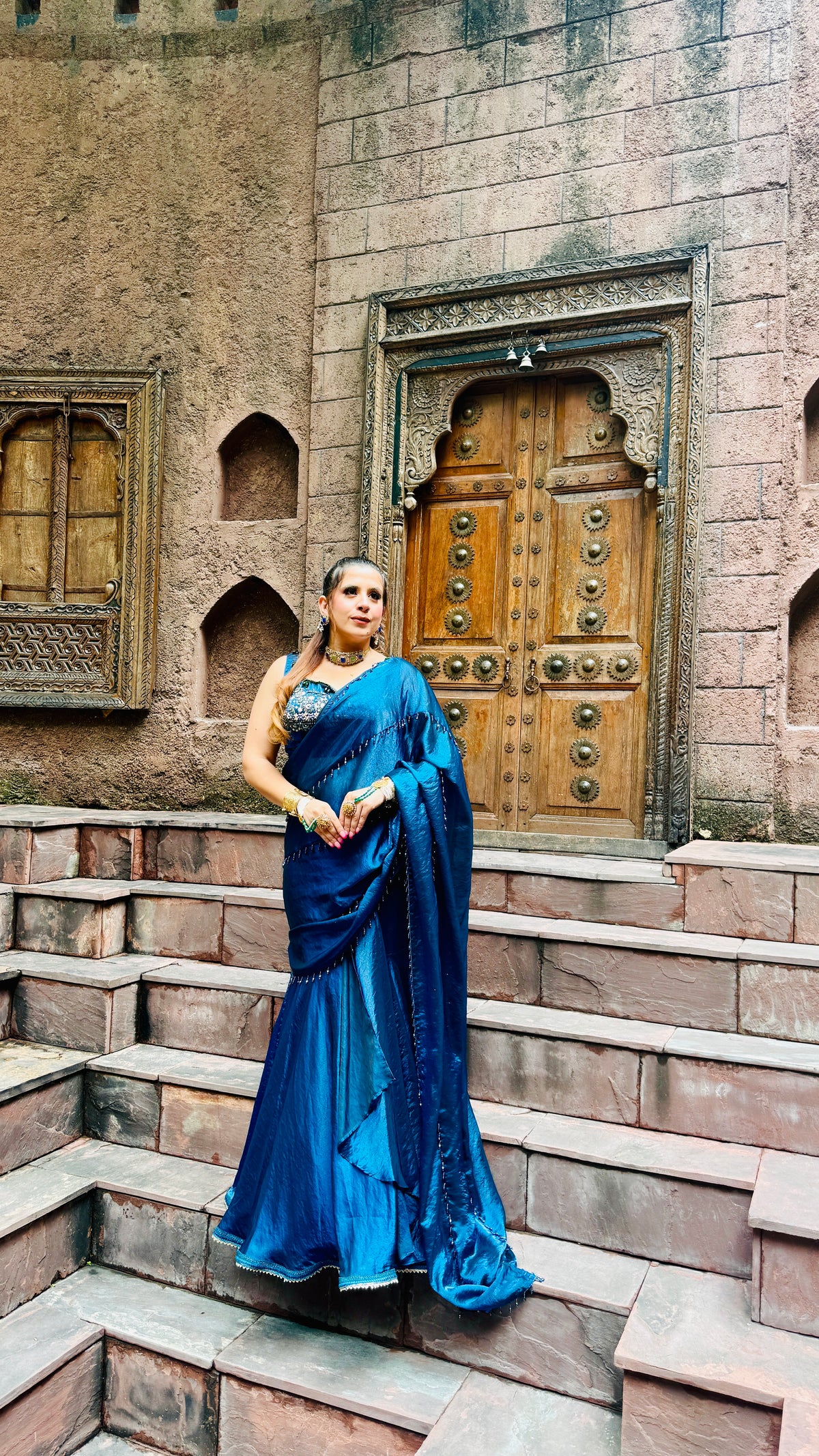 Peacock Fringes Karvachauth Saree