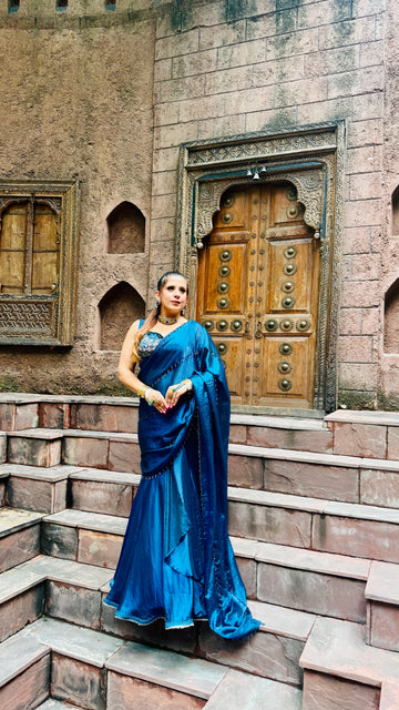 Peacock Fringes Karvachauth Saree