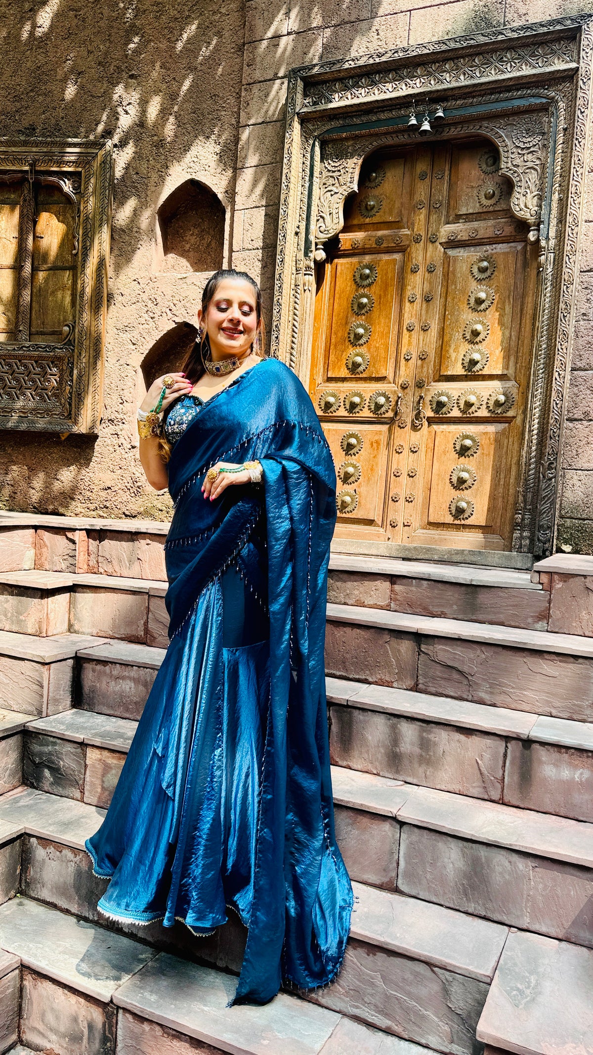 Peacock Fringes Karvachauth Saree