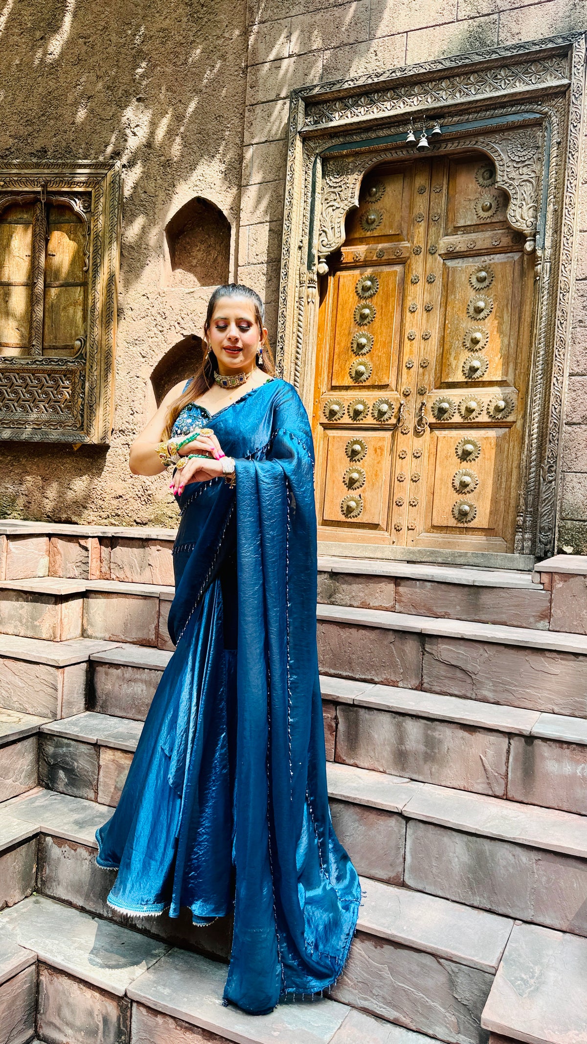 Peacock Fringes Karvachauth Saree