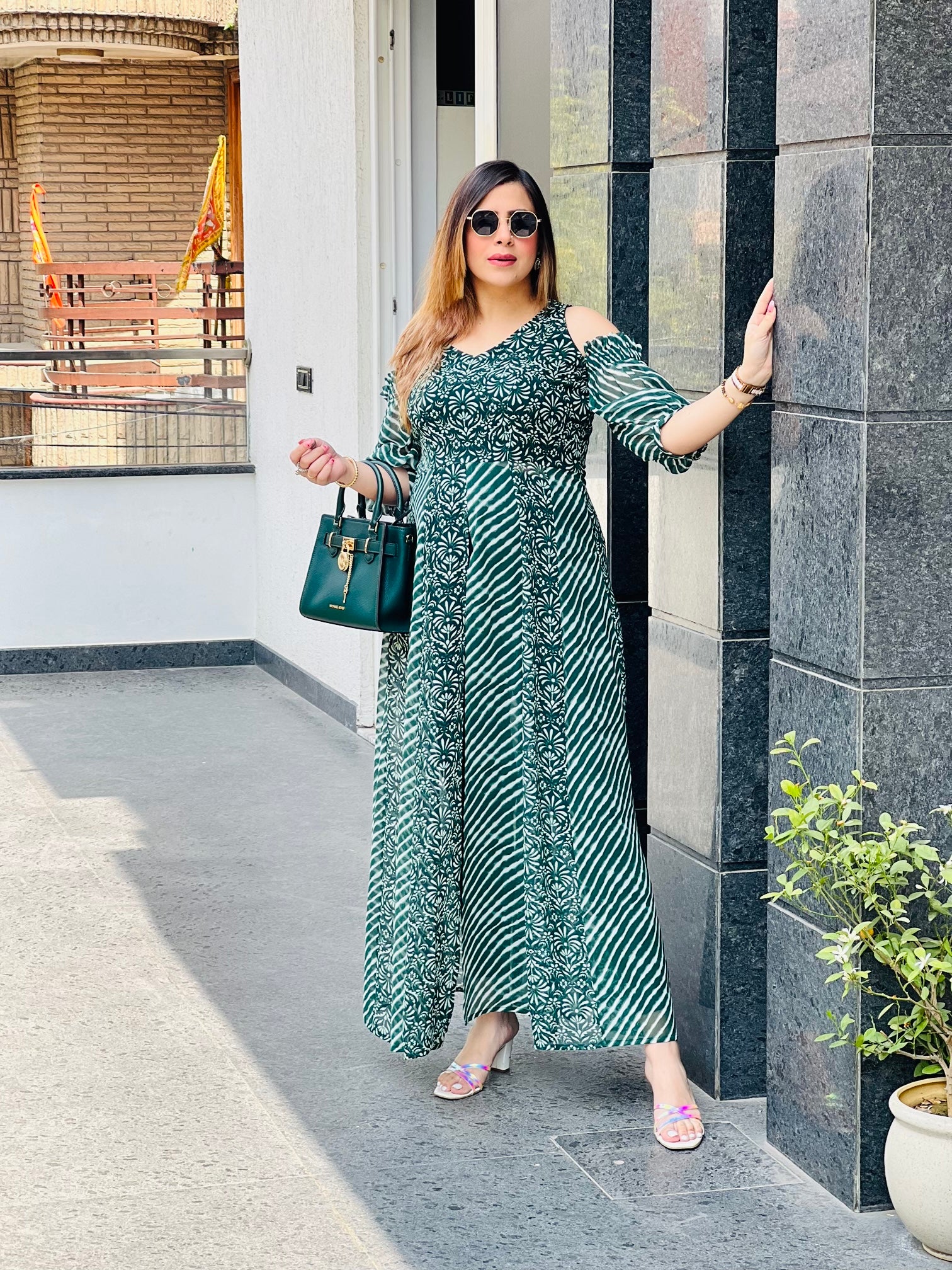 Green Play Leheriya Slit Top