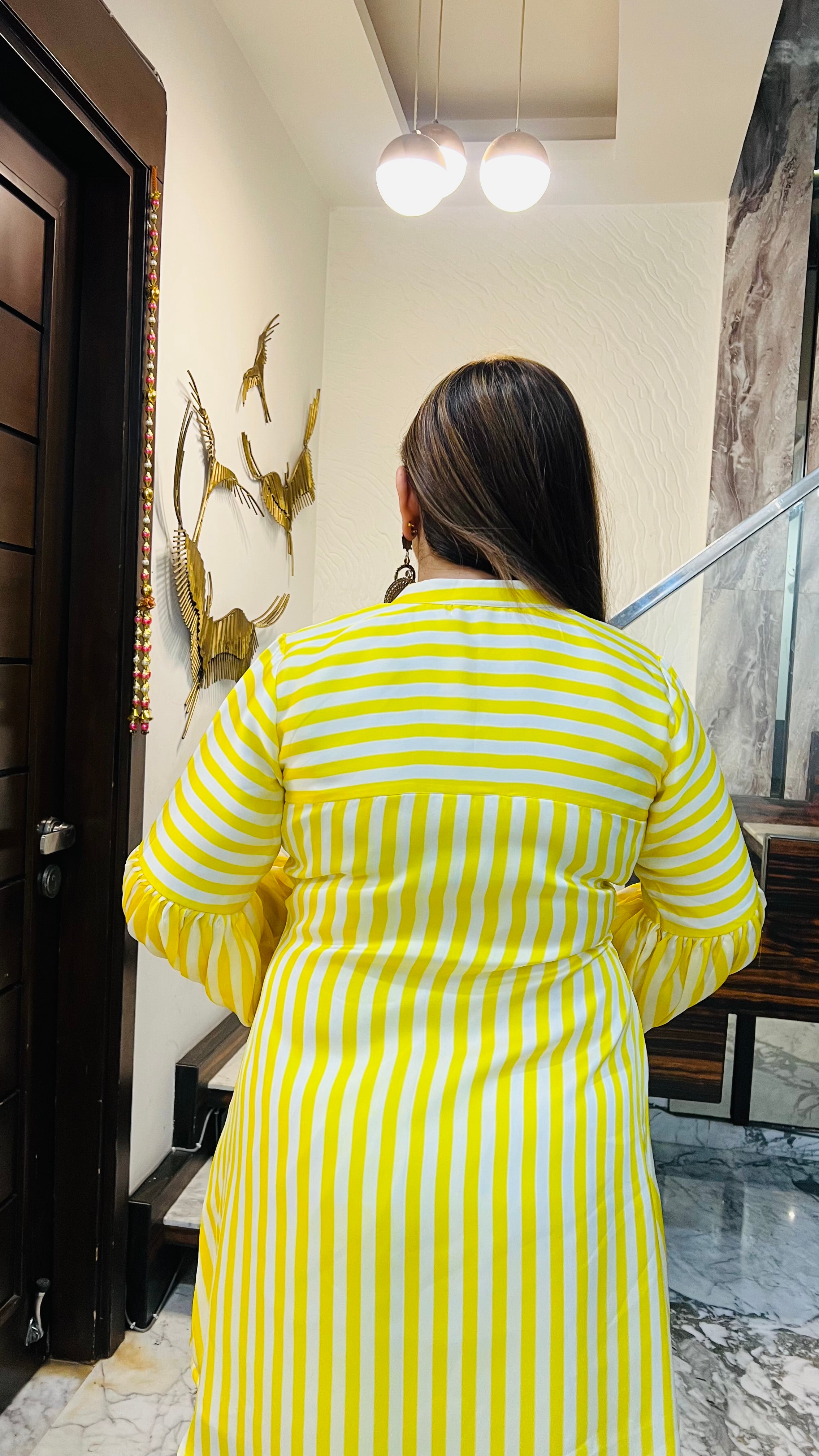 Yellow Stripes Dhoti Co-Ord