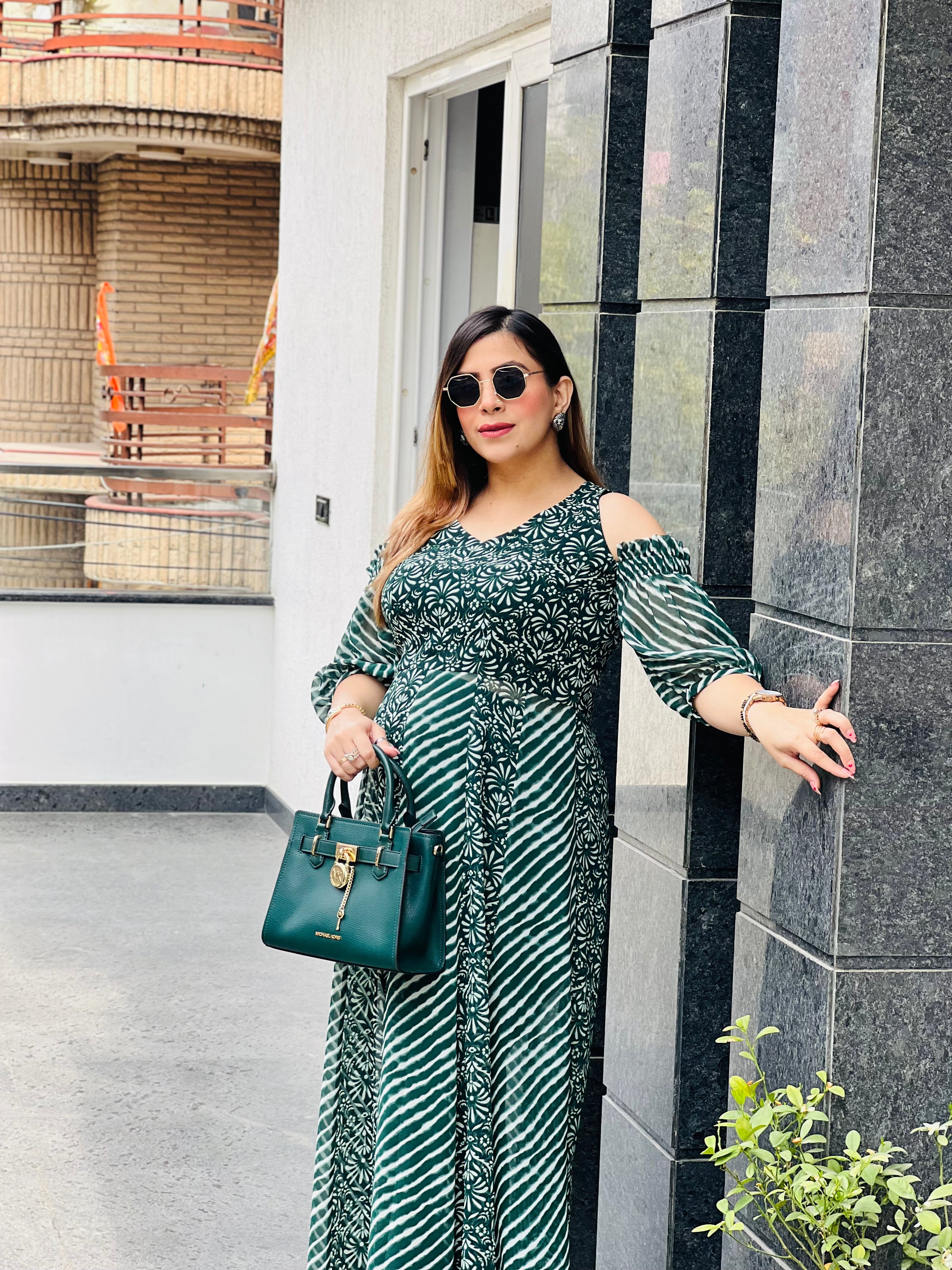 Green Play Leheriya Slit Top