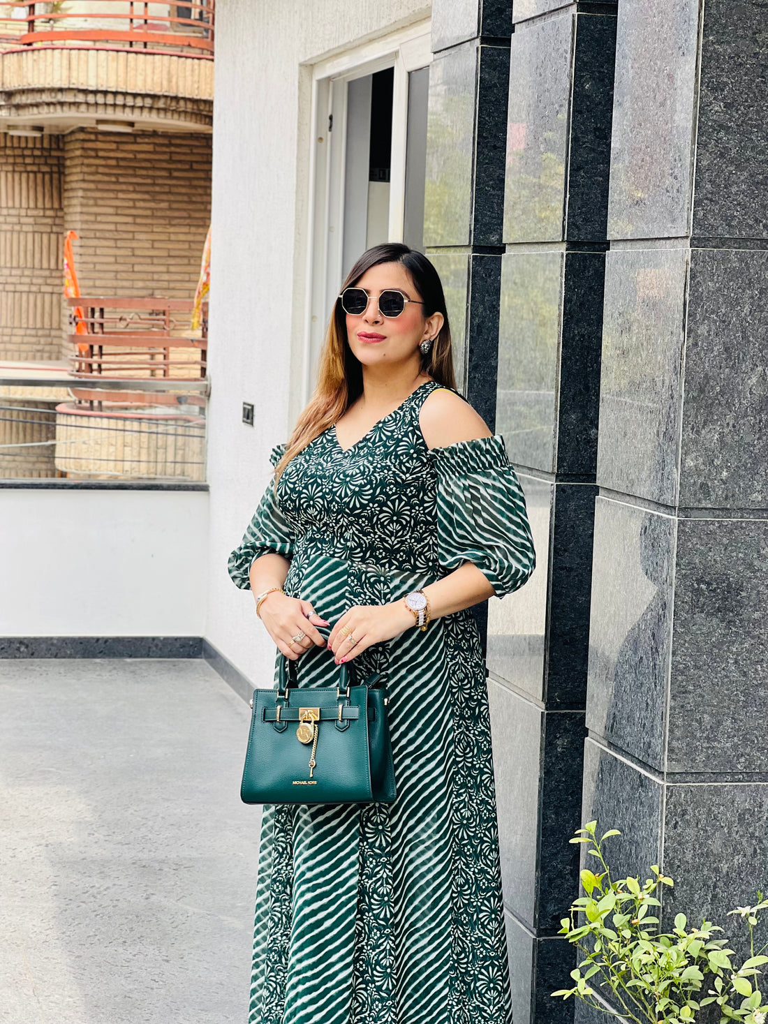 Green Play Leheriya Slit Top