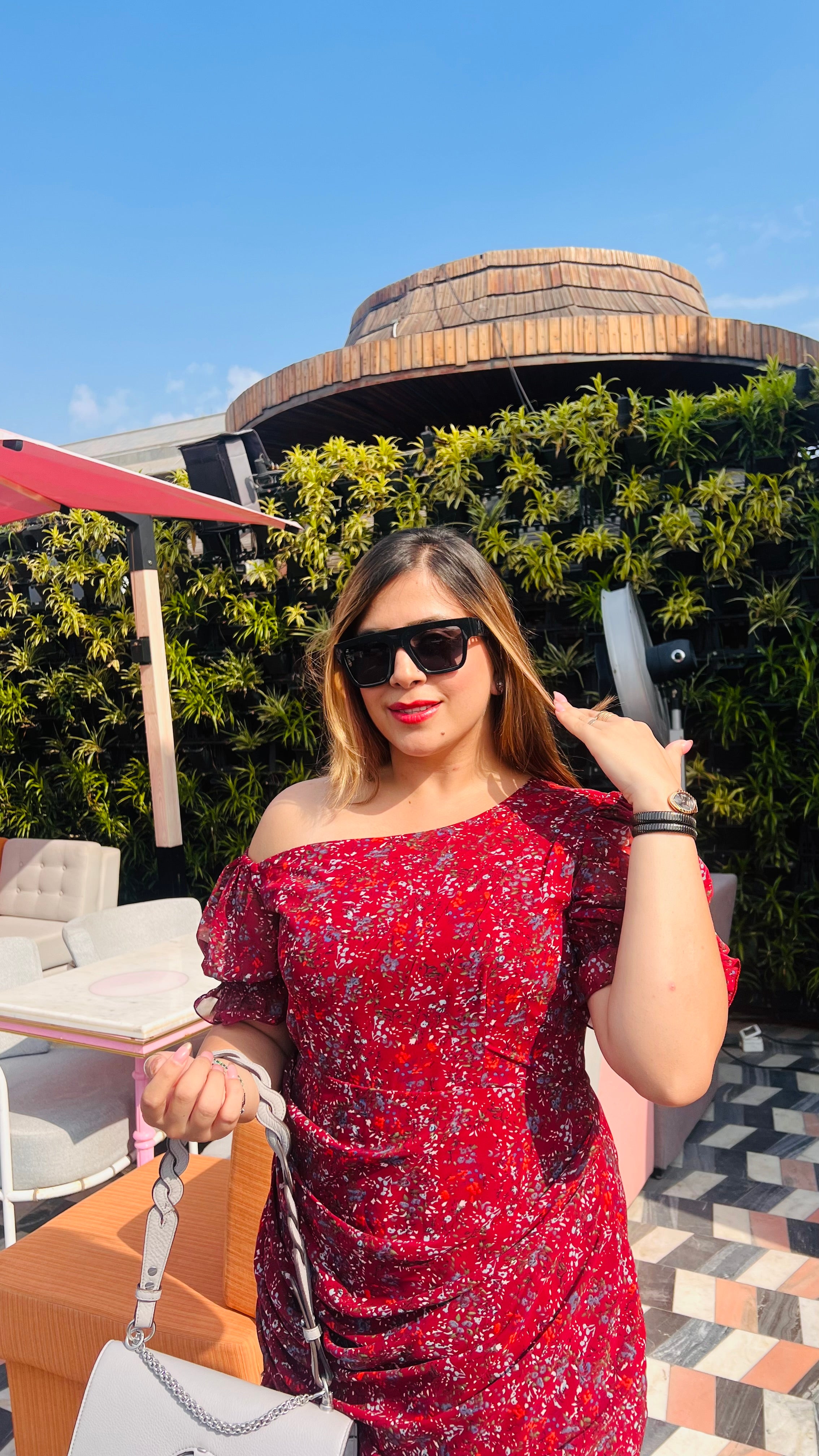 Maroon Floral Drape Midi