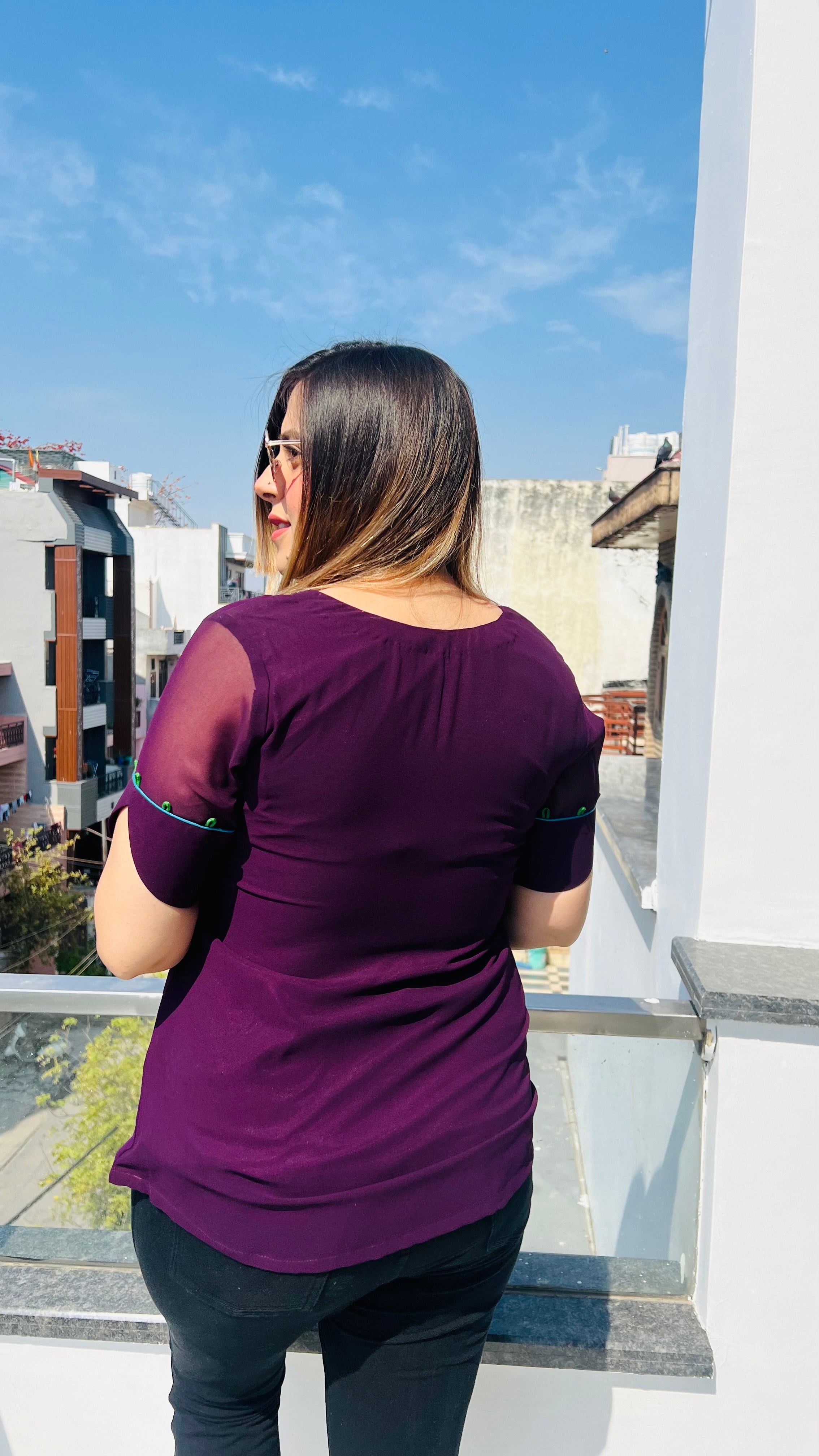 Purple Embroidered Top