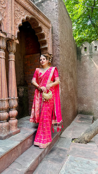 Pink Ghatjhola Saree + Dupatta