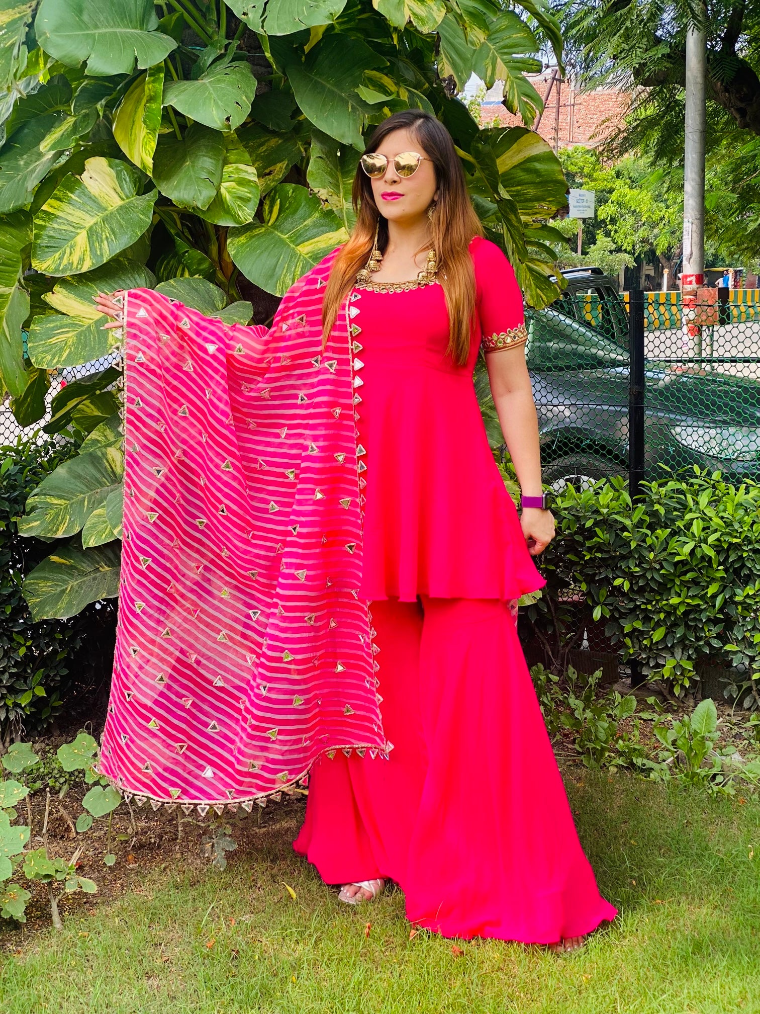 Hot Pink Mirror Garara Suit