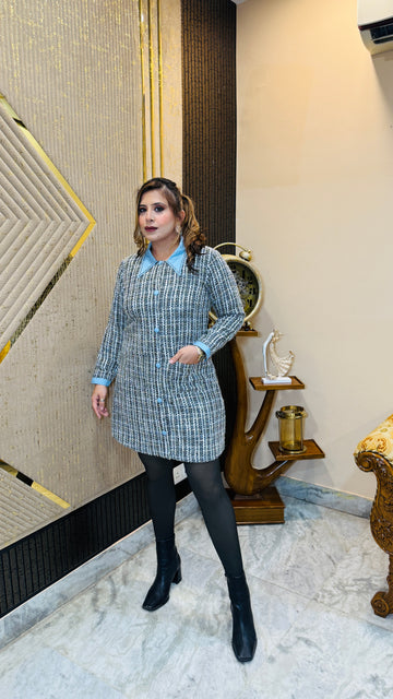 Sky turned tweed dress