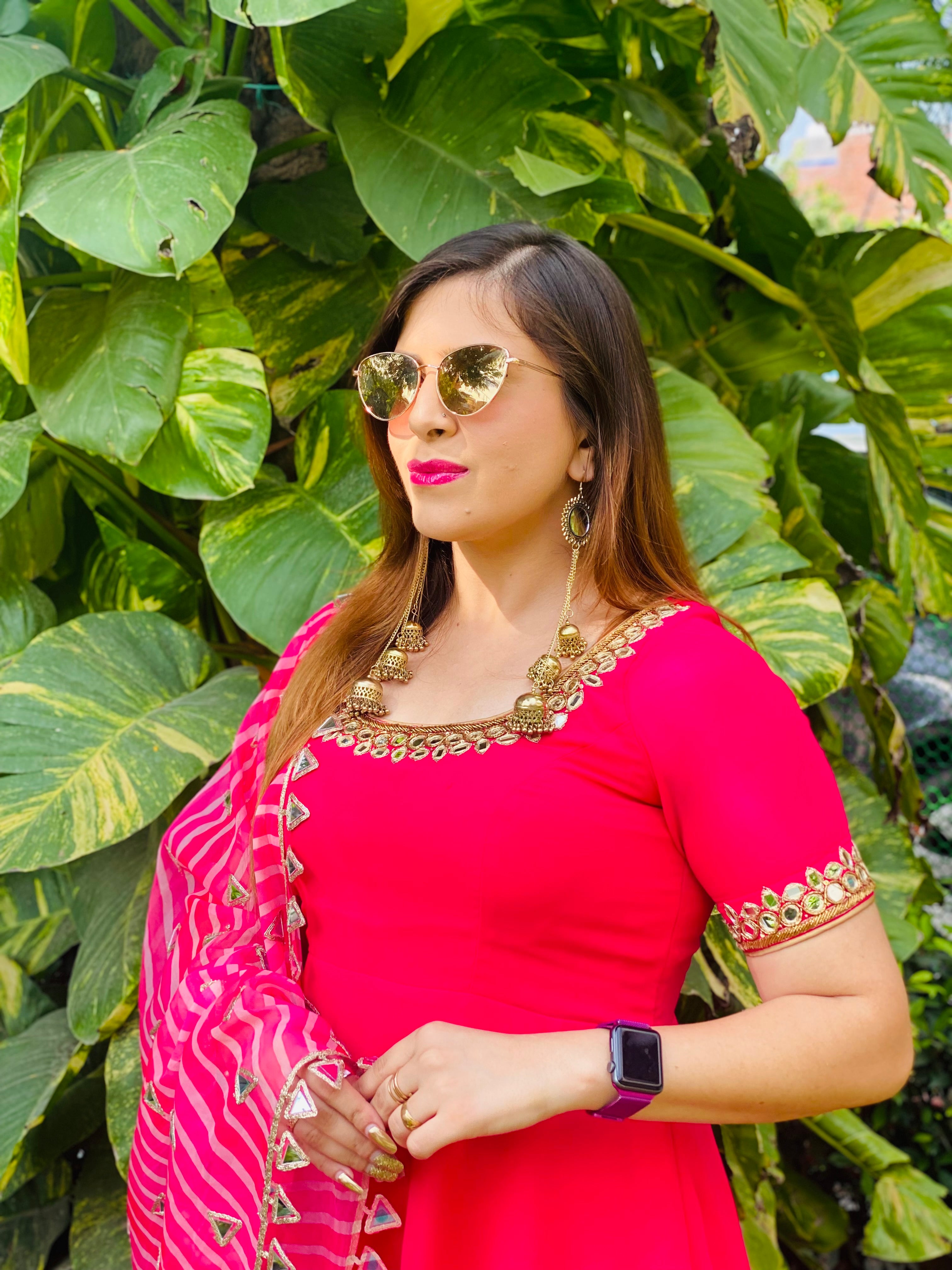 Hot Pink Mirror Garara Suit