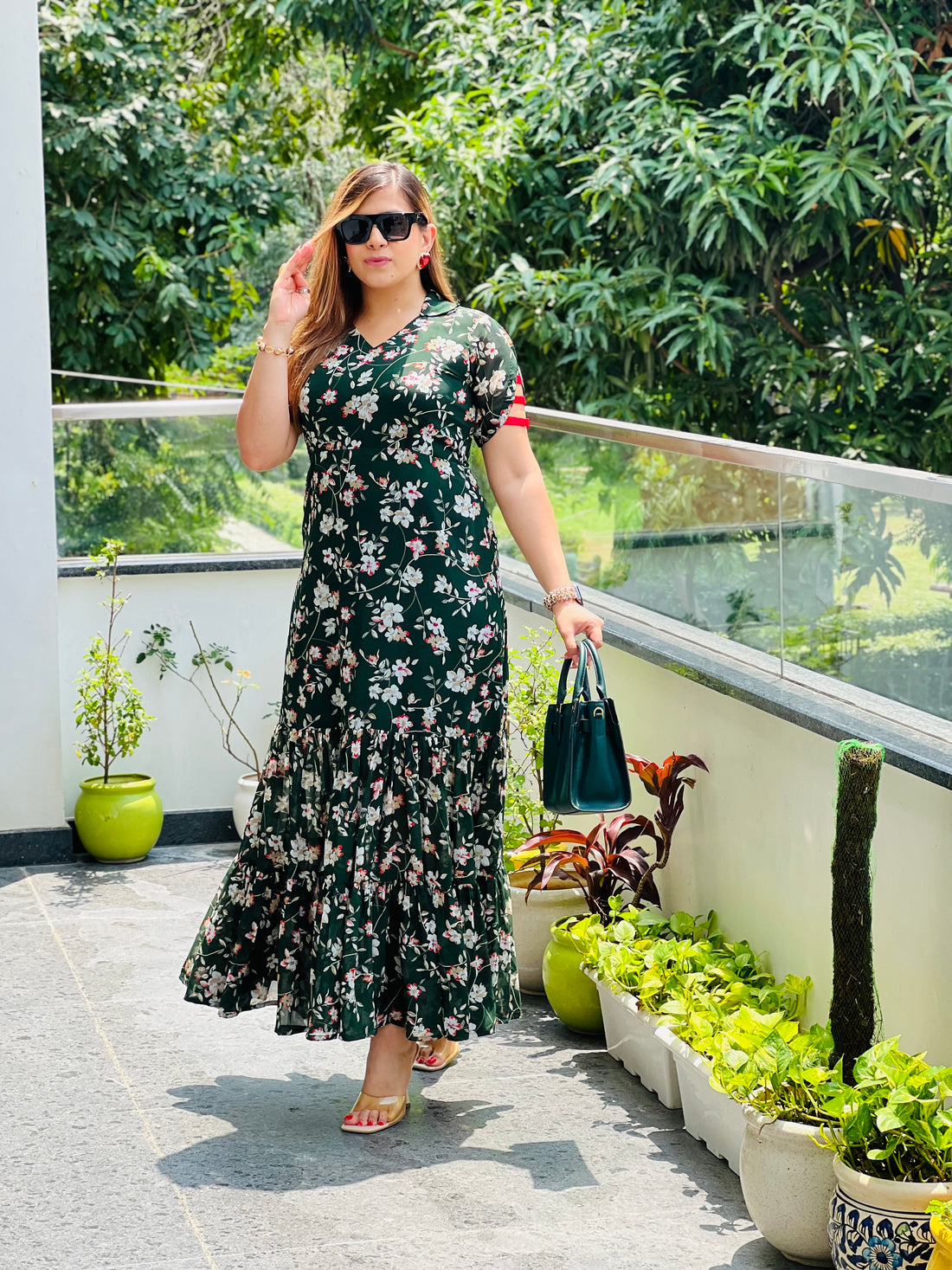 Bottle Green Floral Maxi