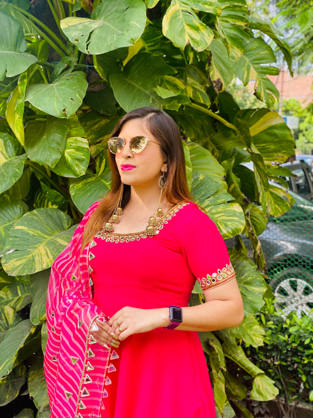 Hot Pink Mirror Garara Suit