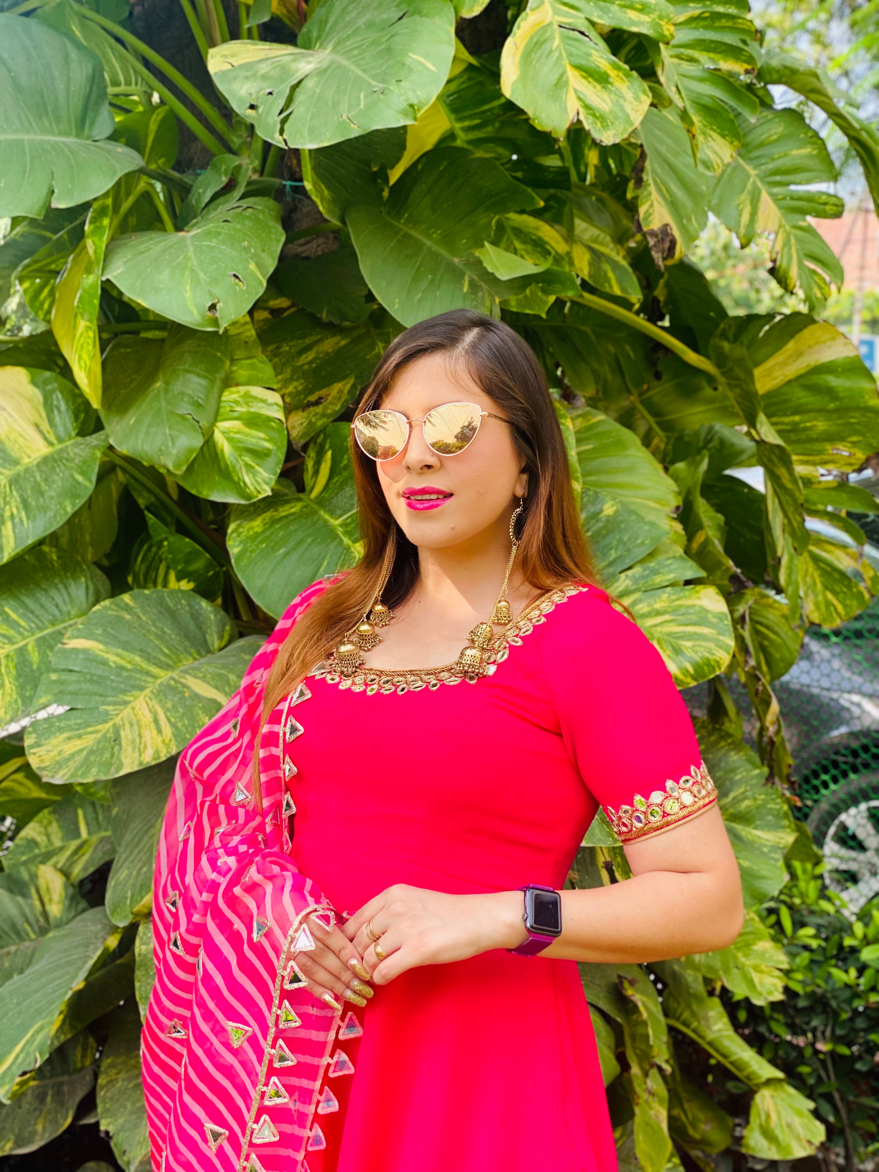 Hot Pink Mirror Garara Suit