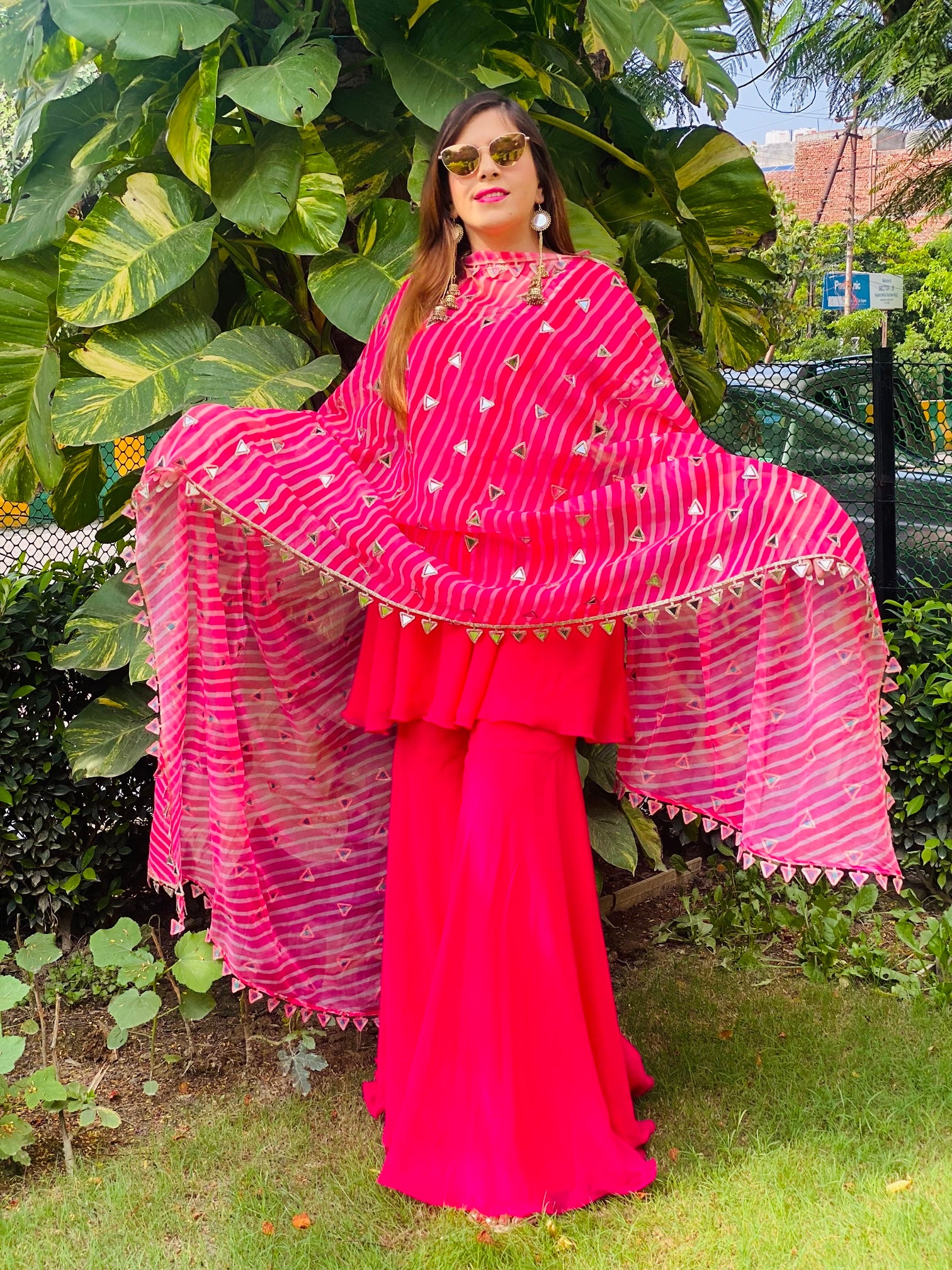 Hot Pink Mirror Garara Suit