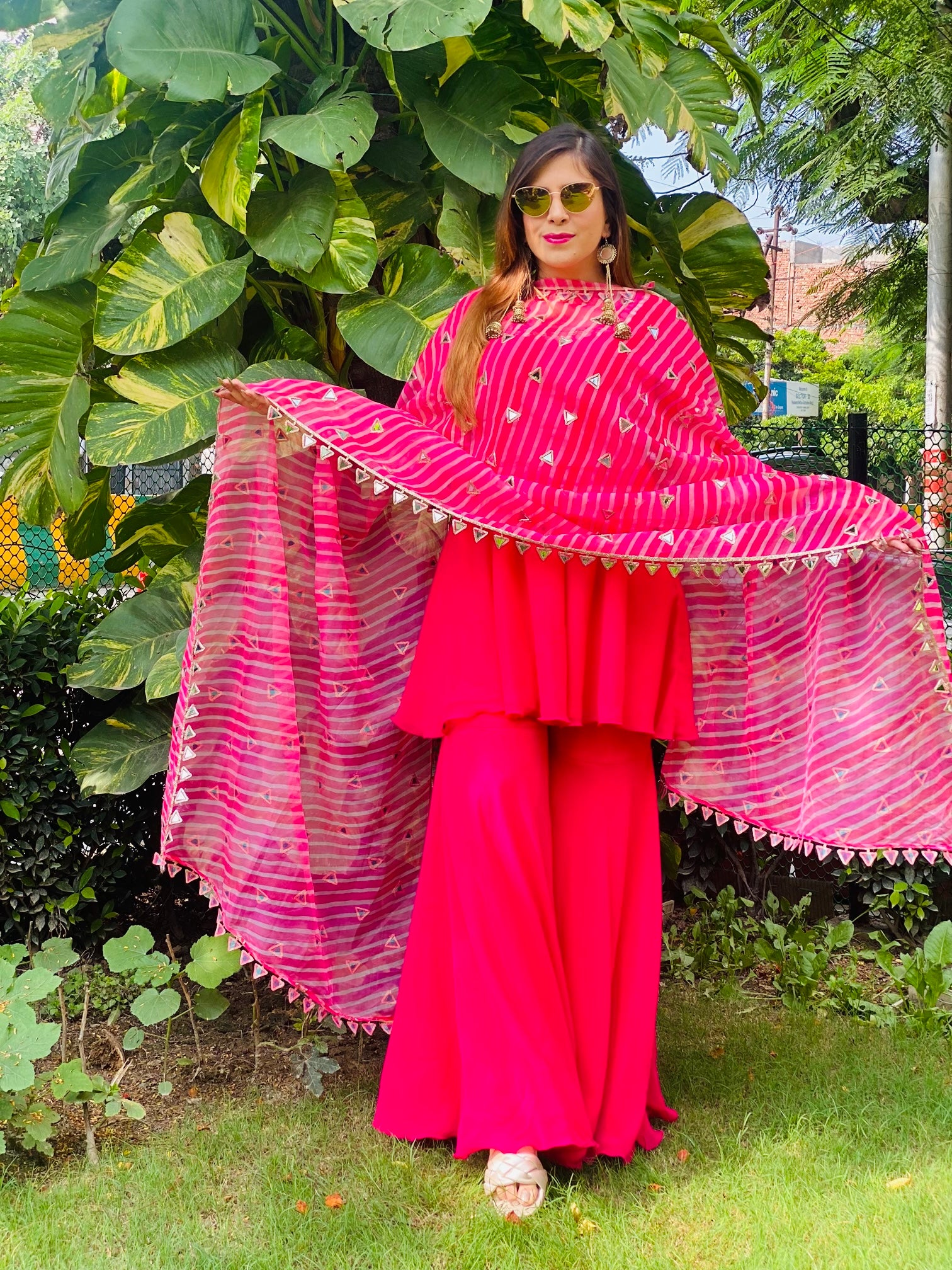 Hot Pink Mirror Garara Suit