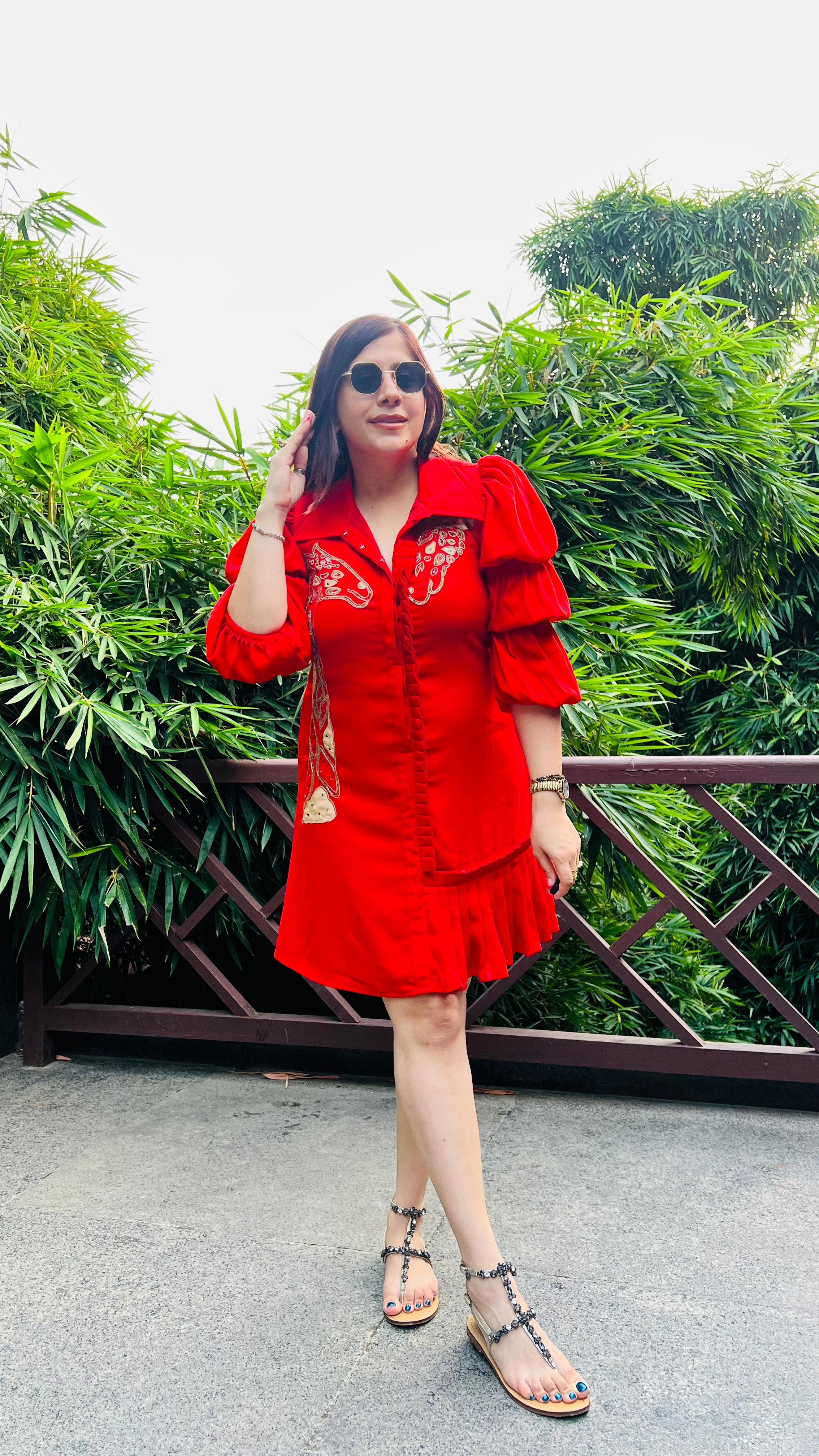 Giraffe Embroidered Dress