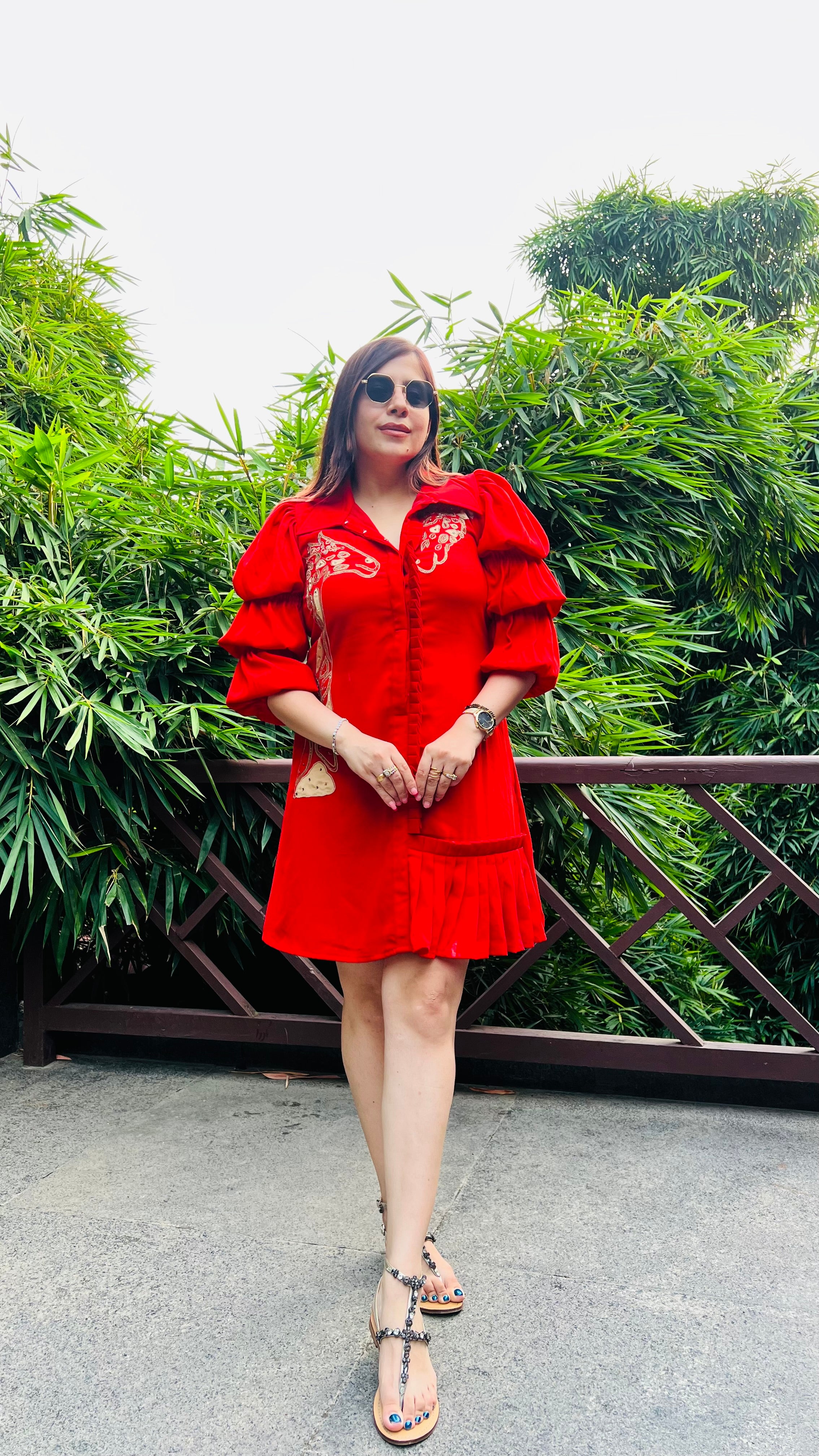 Giraffe Embroidered Dress