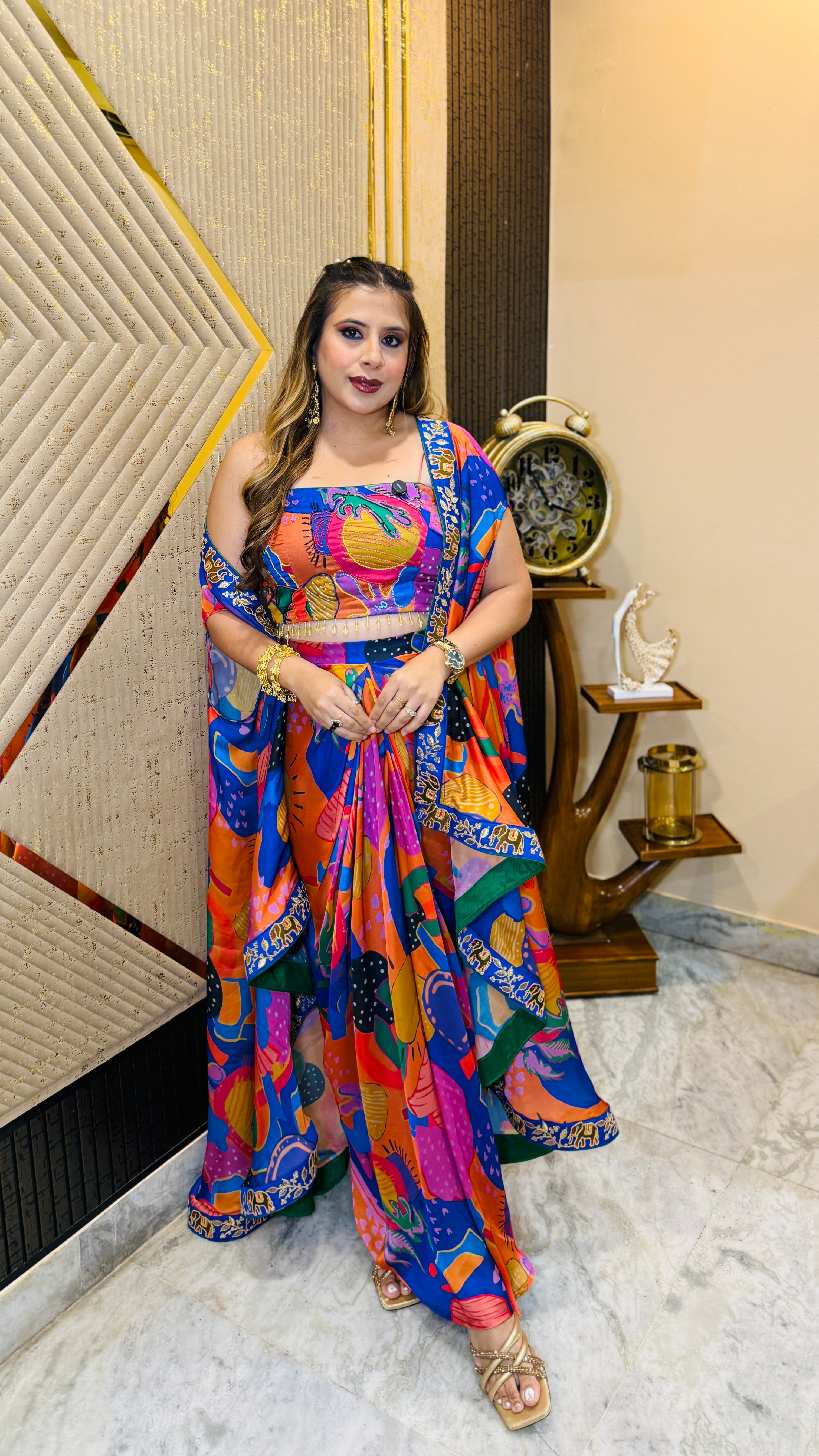 Multi-verse Mehendi Drape Set