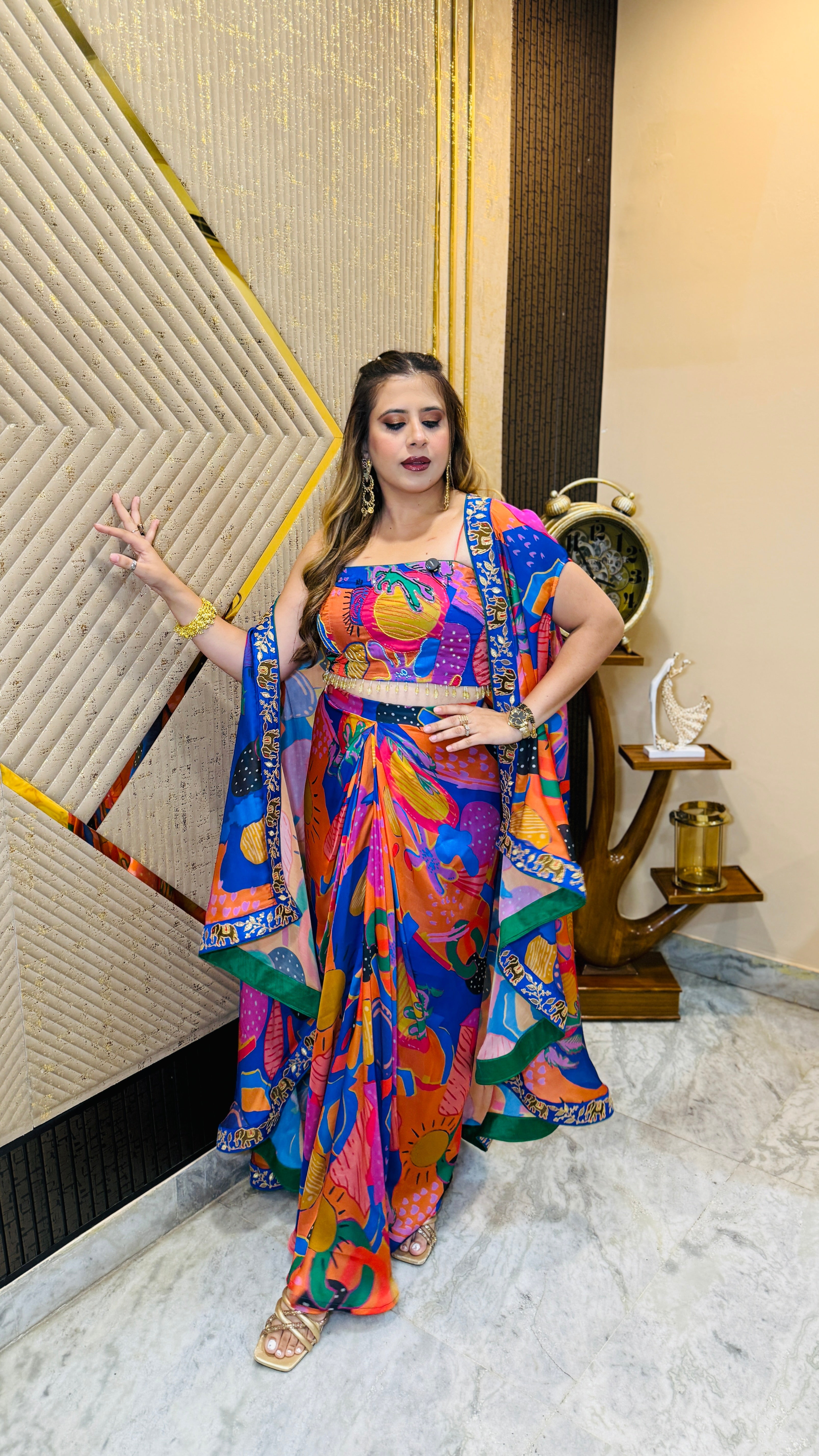 Multi-verse Mehendi Drape Set