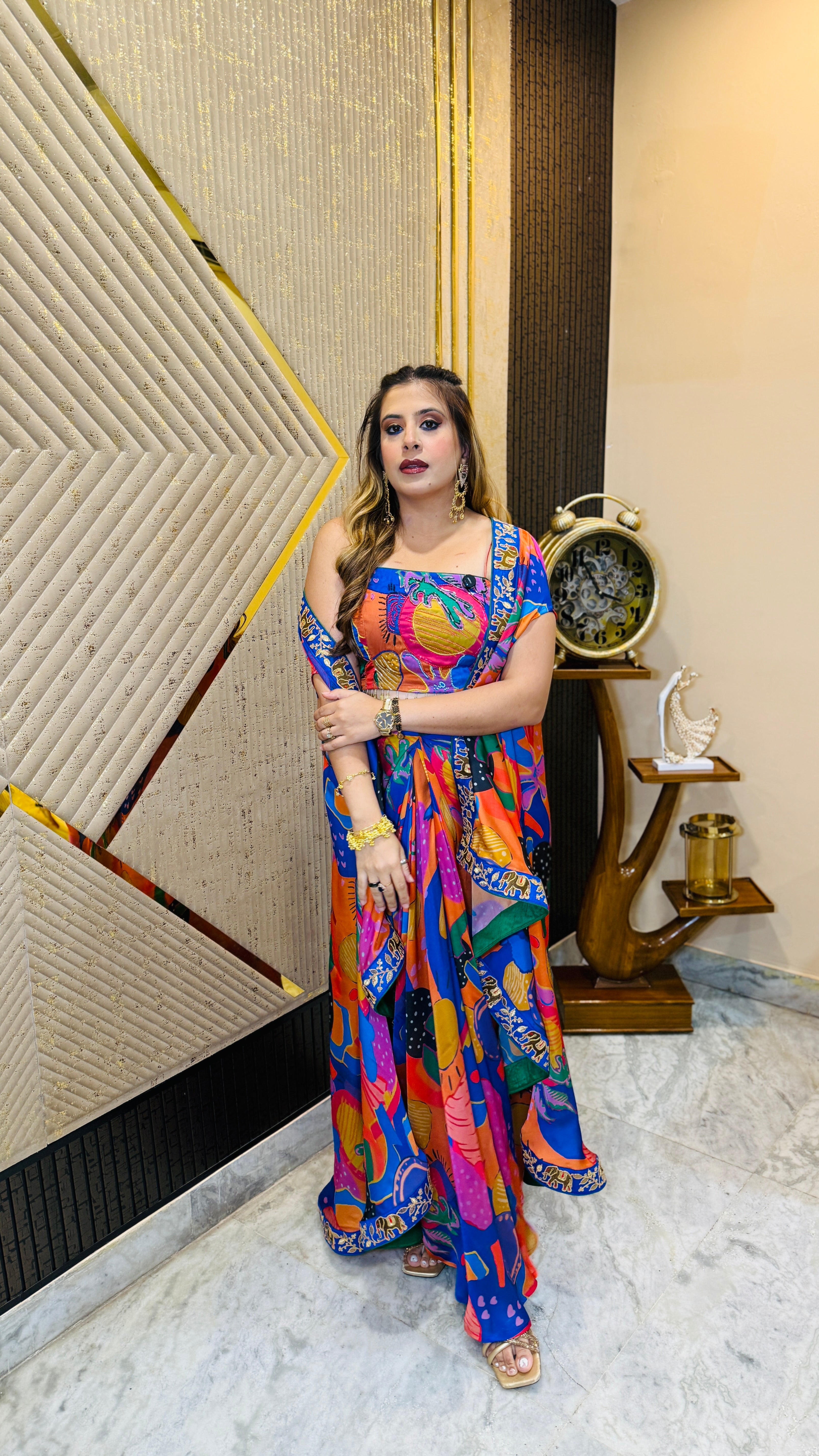 Multi-verse Mehendi Drape Set