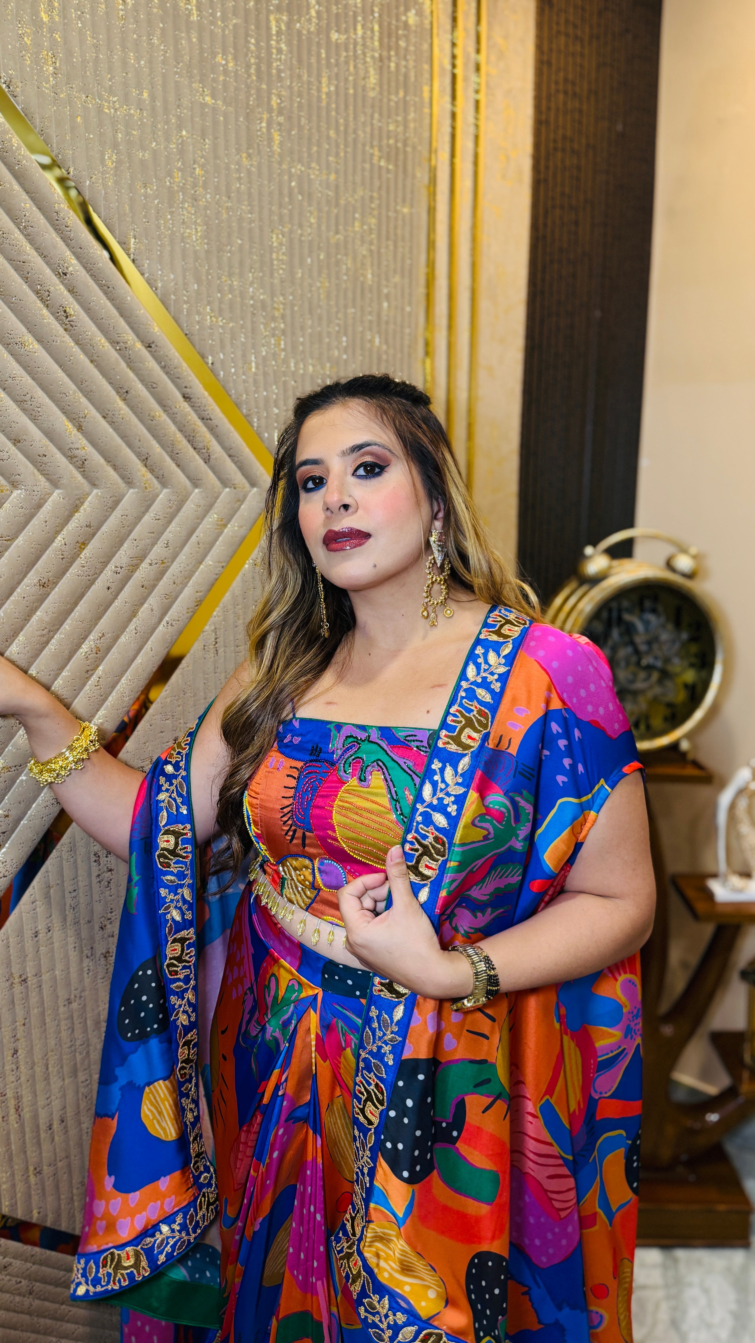 Multi-verse Mehendi Drape Set