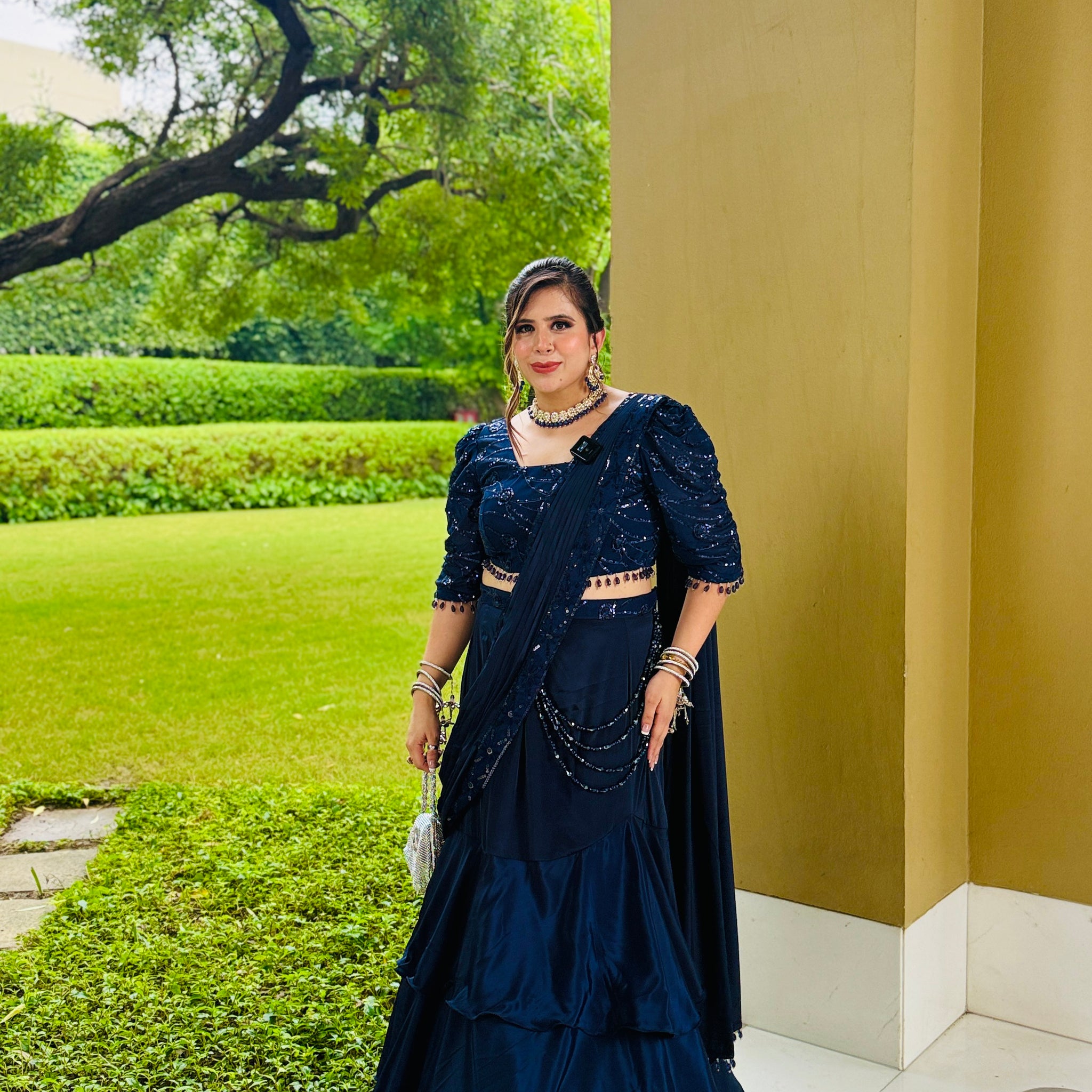 Navy Blue Fish Cut Saree