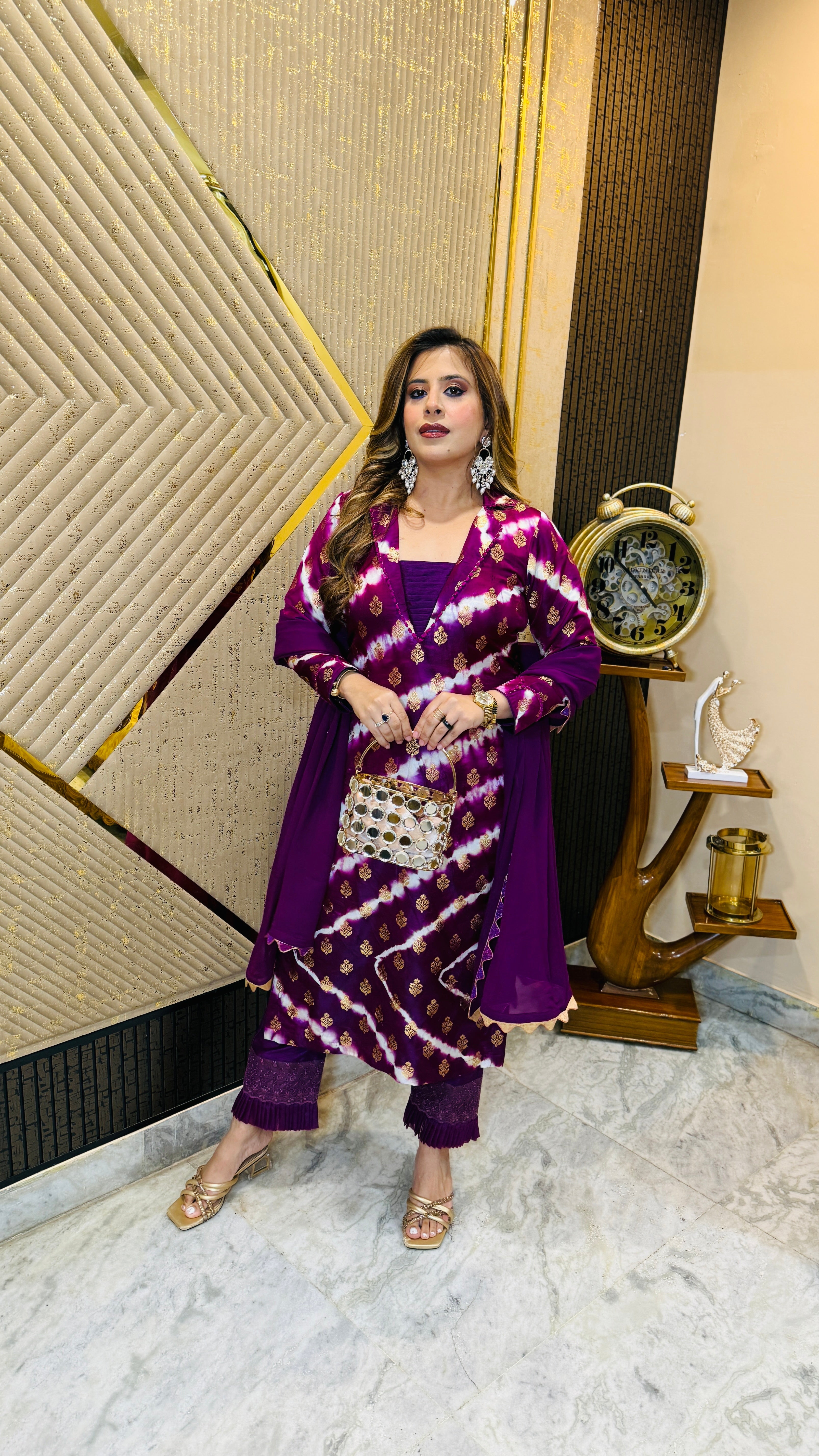 Violet Banarasi Silk Suit