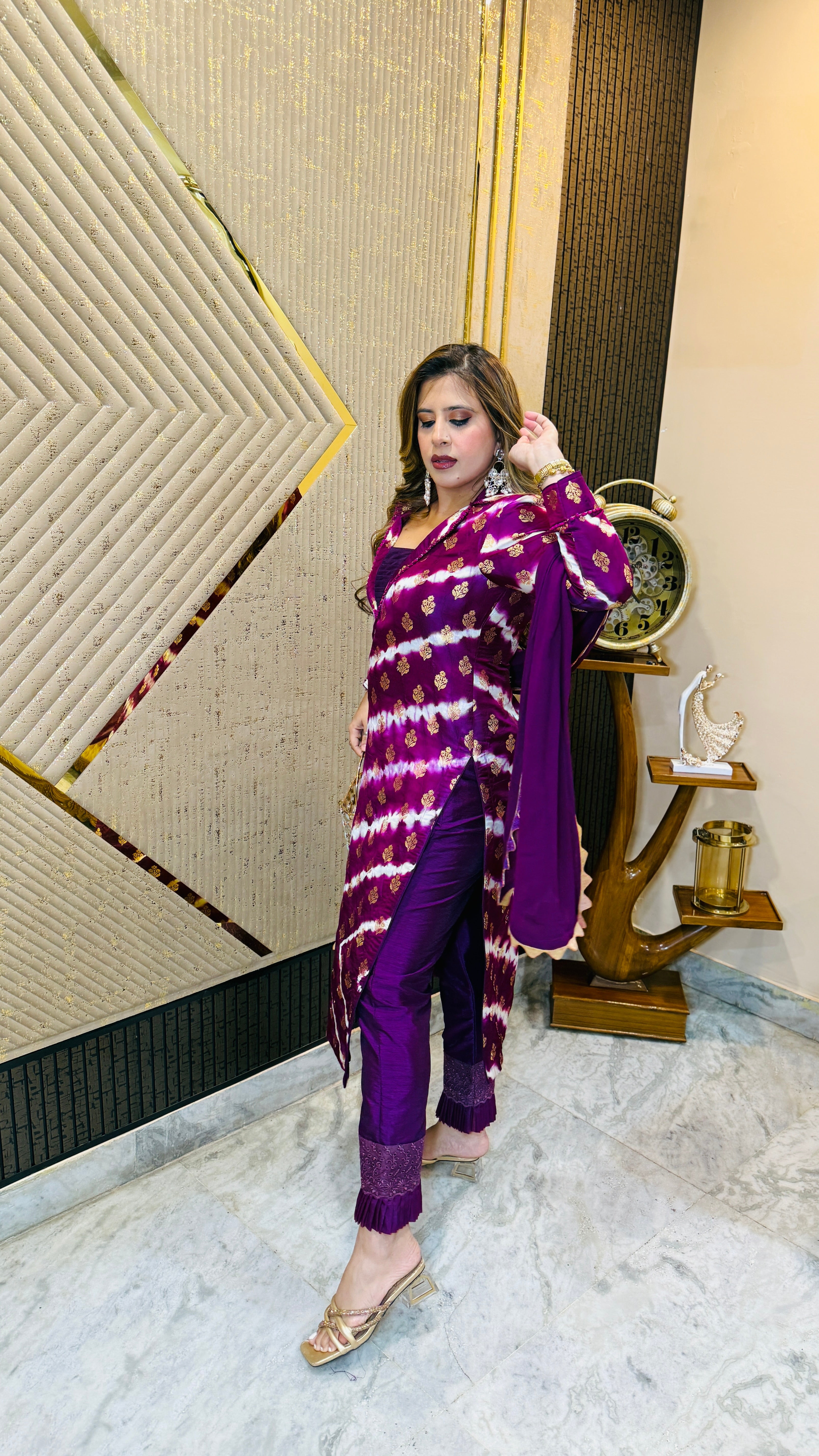 Violet Banarasi Silk Suit