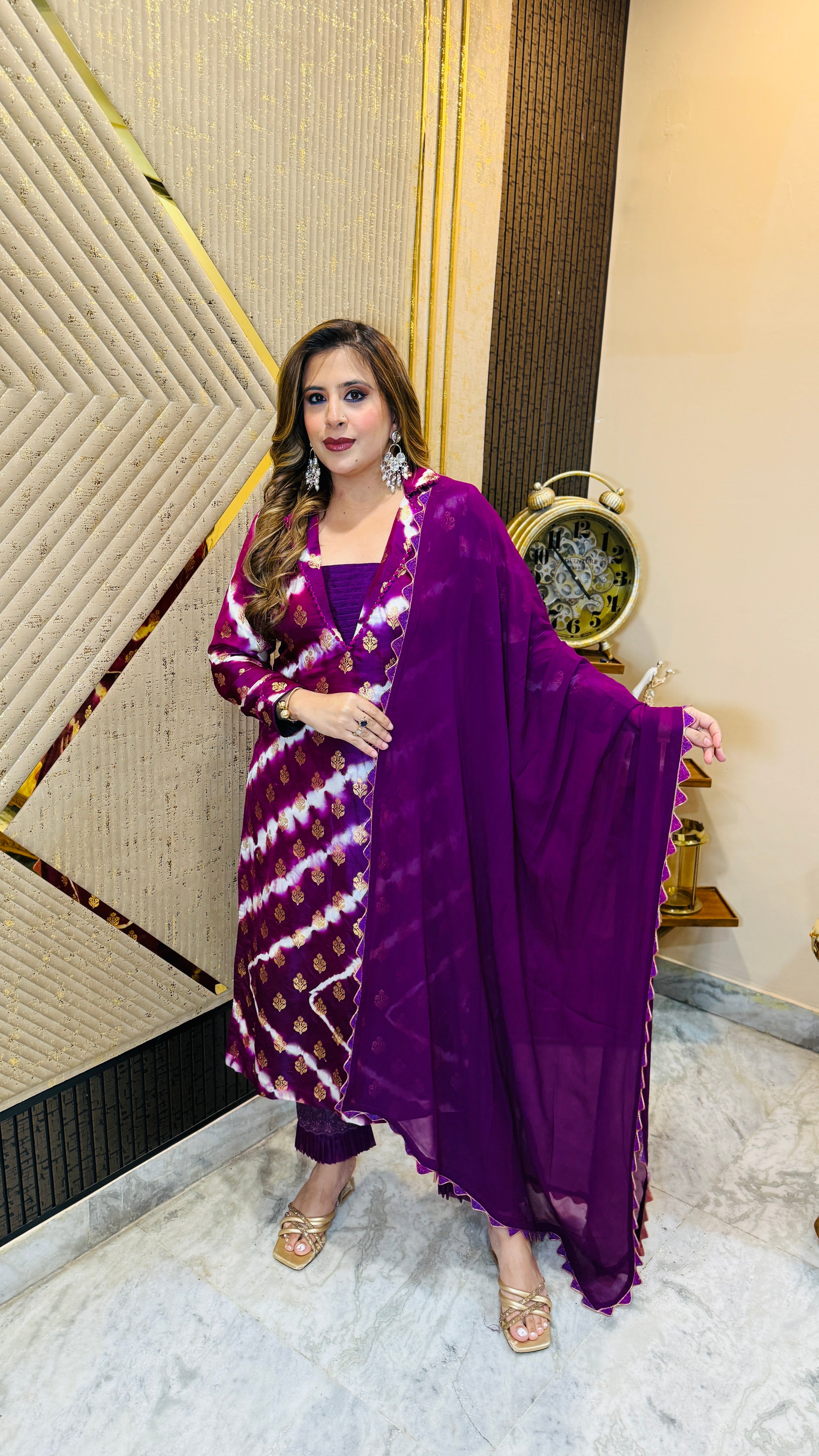 Violet Banarasi Silk Suit