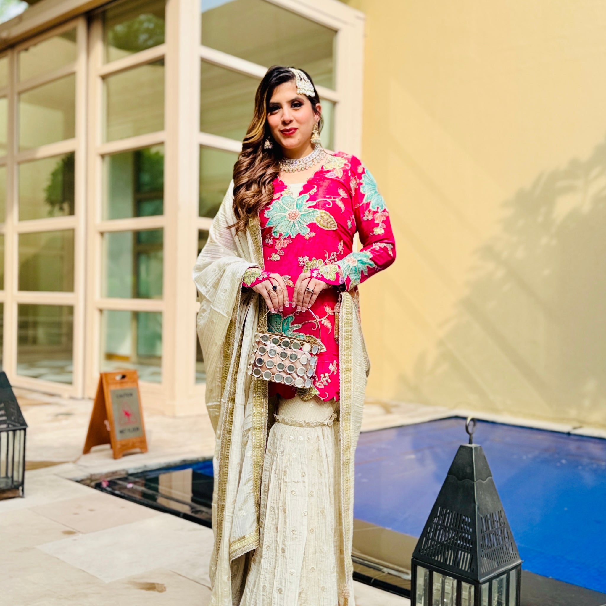 Pink Tissue Garara Suit