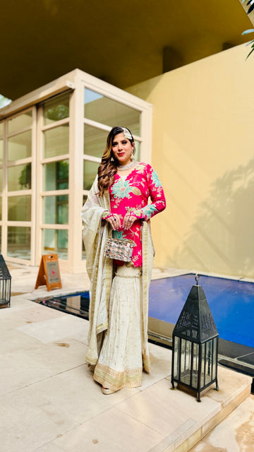 Pink Tissue Garara Suit