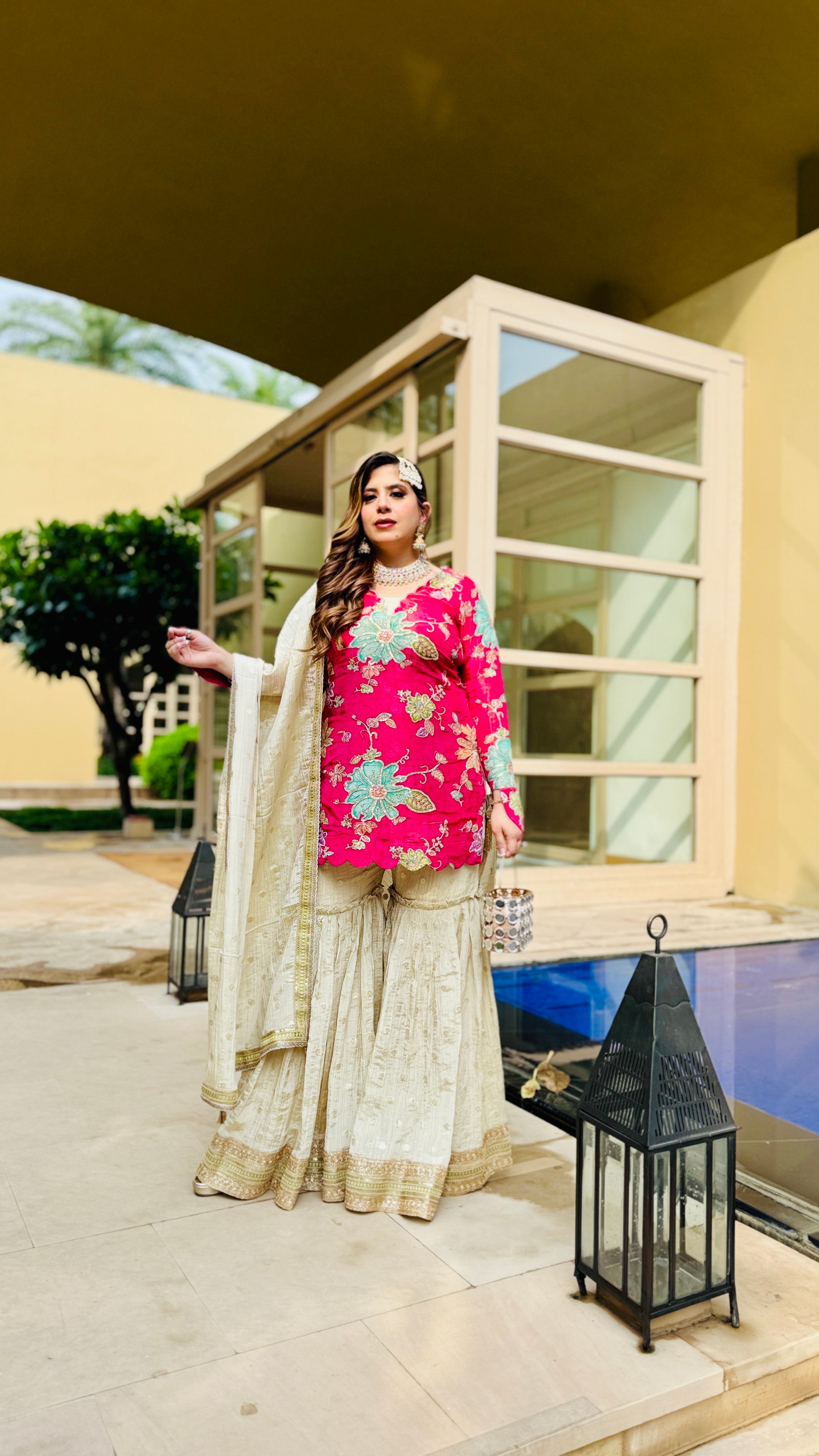 Pink Tissue Garara Suit