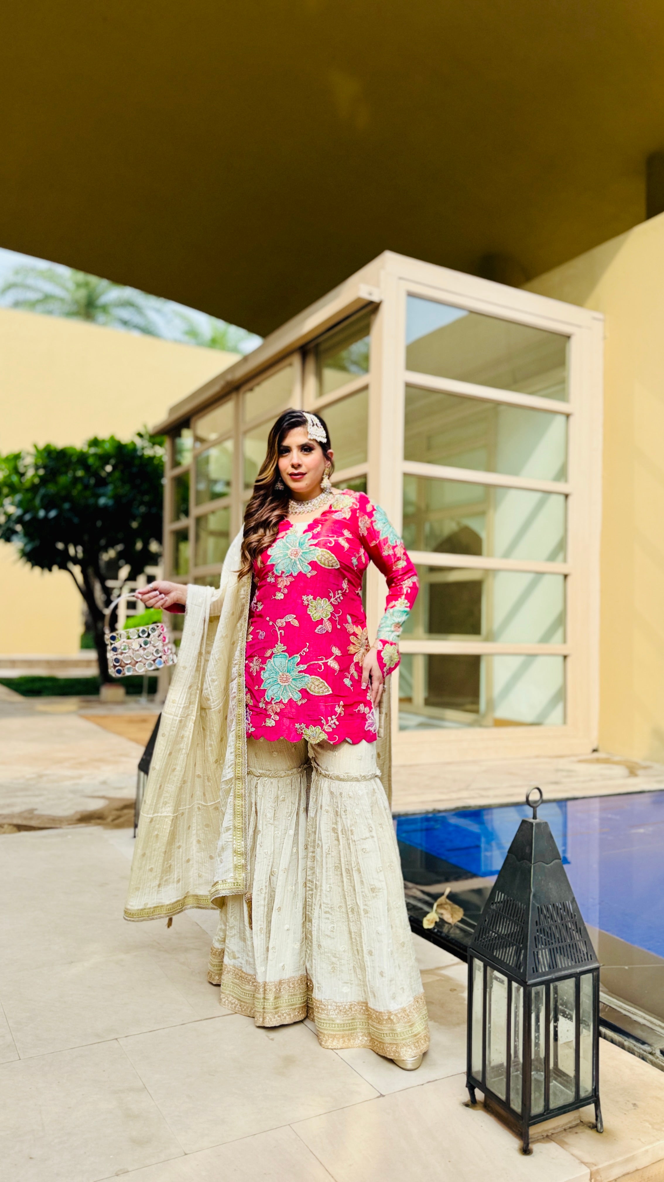 Pink Tissue Garara Suit