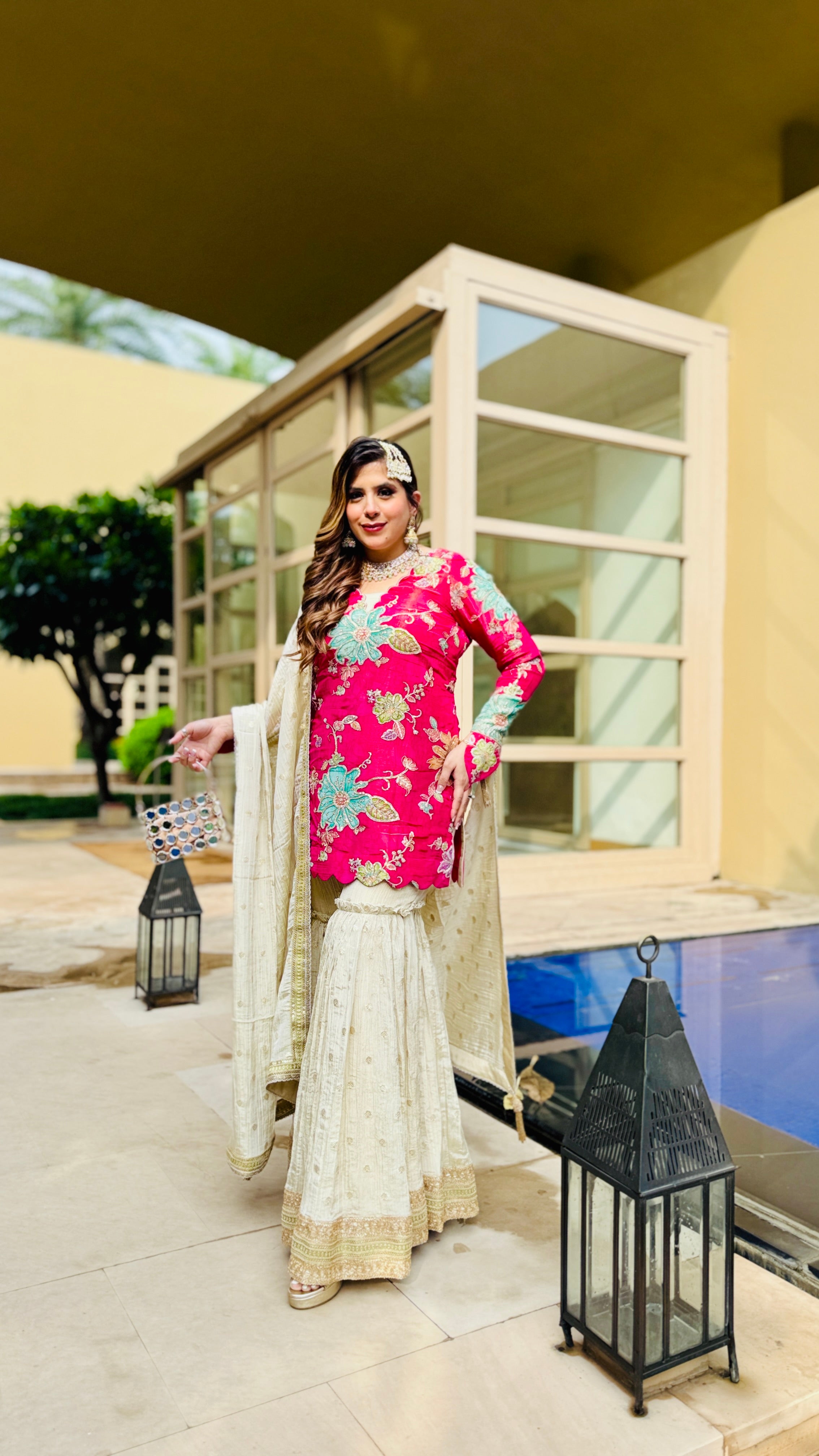 Pink Tissue Garara Suit