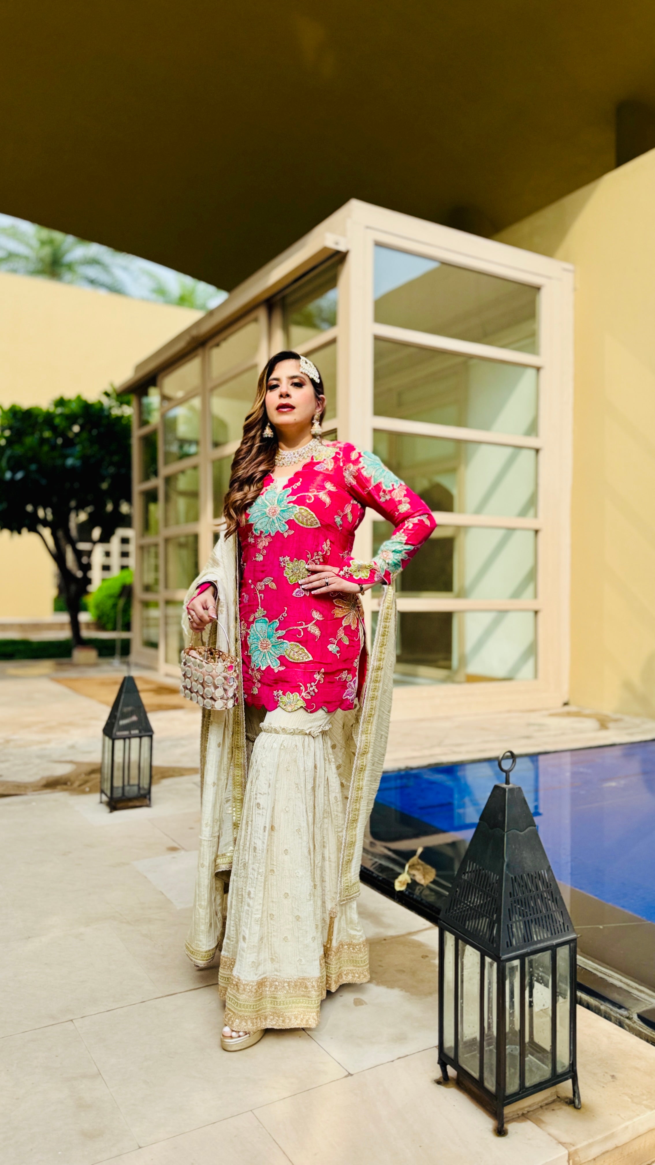 Pink Tissue Garara Suit